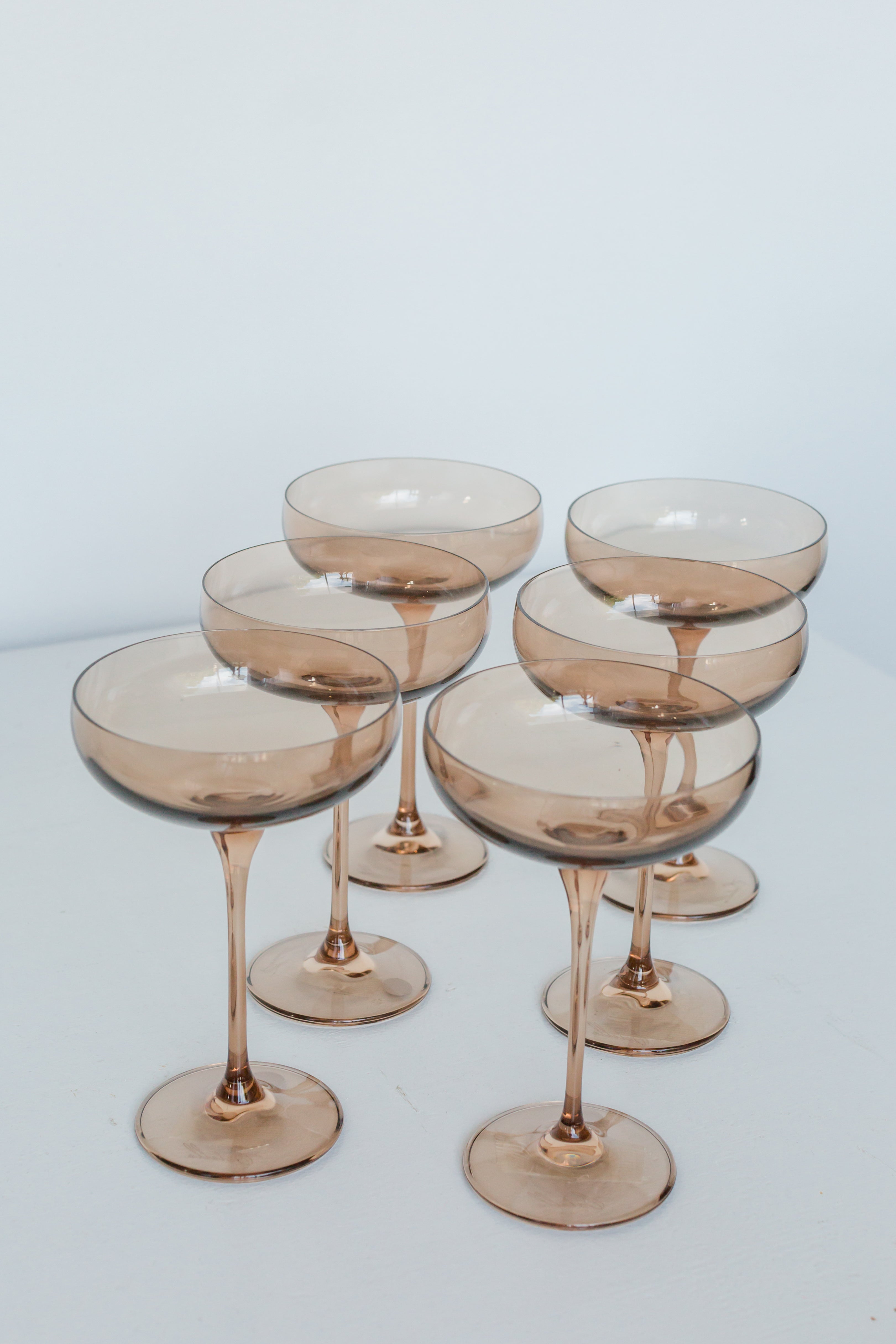 Estelle Colored Glass Estelle Colored Champagne Coupe Stemware - Set of 6 {Mocha Mousse (Our Amber Smoke)}