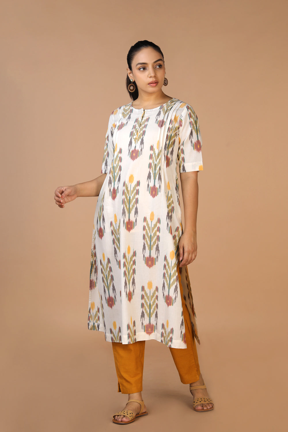 Kalanjali Ethnics Handwoven cotton Pochampally Ikat Kurta