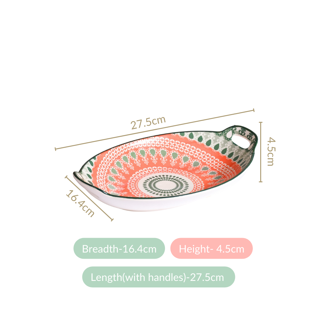 Nestasia Orange And Green Mandala Snack Platter Set Of 2 - view 4