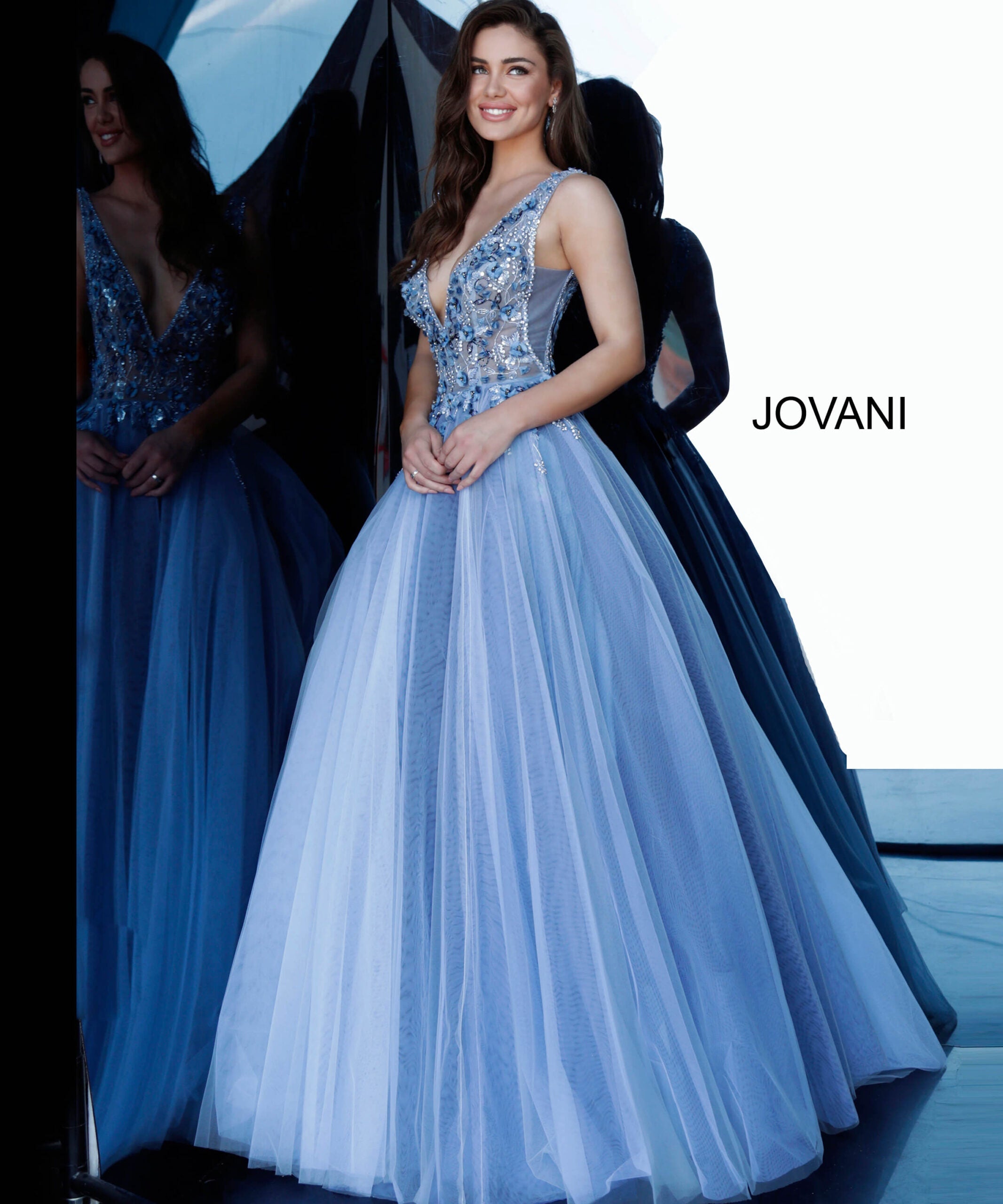 Tulle Sleeveless A-line Gown by Jovani 3110 - view 4