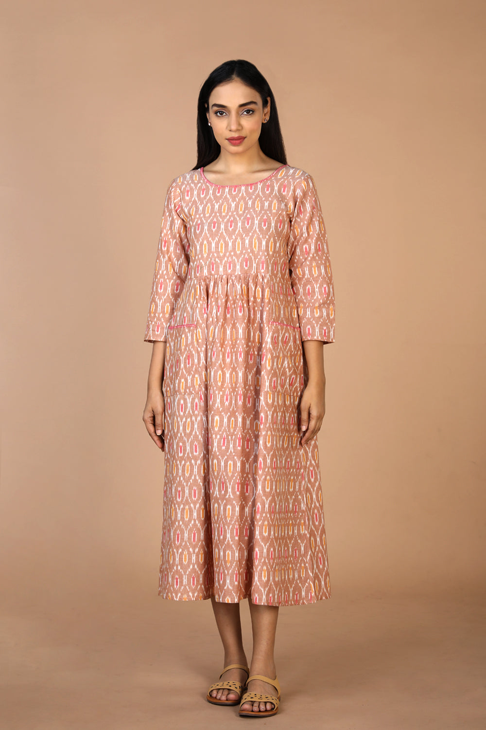 Kalanjali Ethnics Hand embroidered cotton Pochampally Ikat dress
