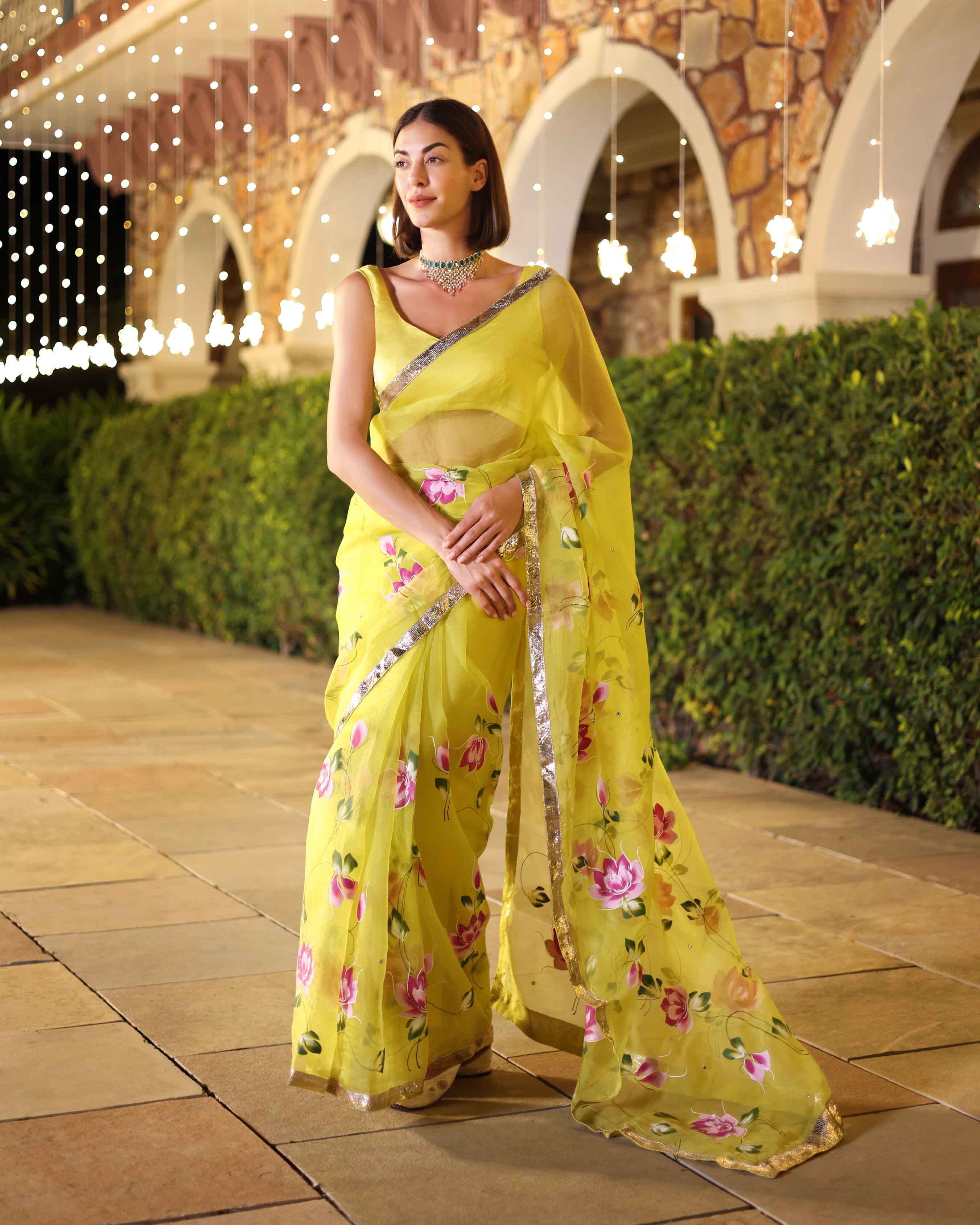 Aachho Yamini Handpainted Pure Organza Saree – Women's - view 5