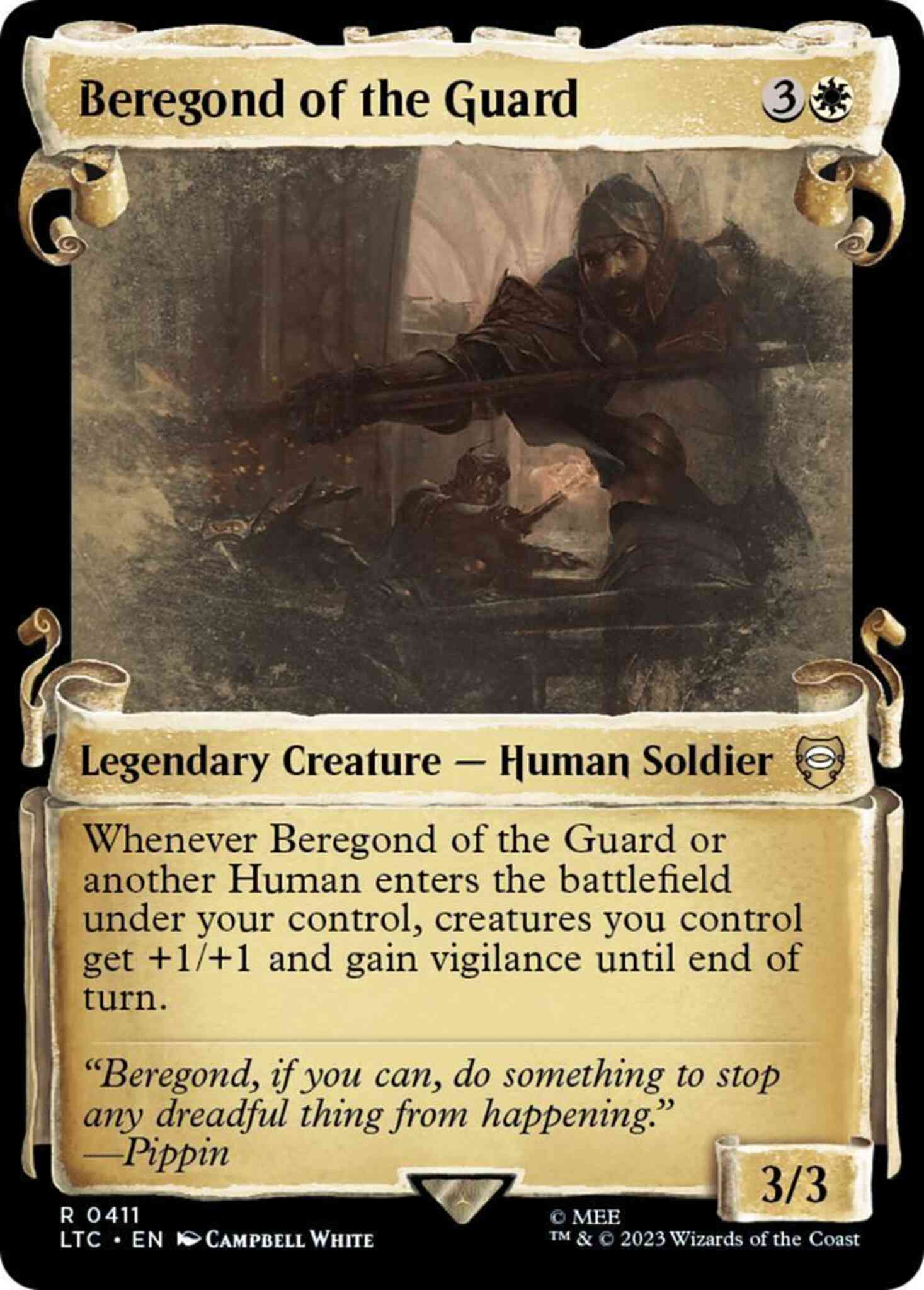 Guard 411 scrolls – Magic Beregond of the Guard [411] [Scrolls Showcase] [The Lord of the Rings: Tales of Middle-earth: Commander] [Non-Foil]