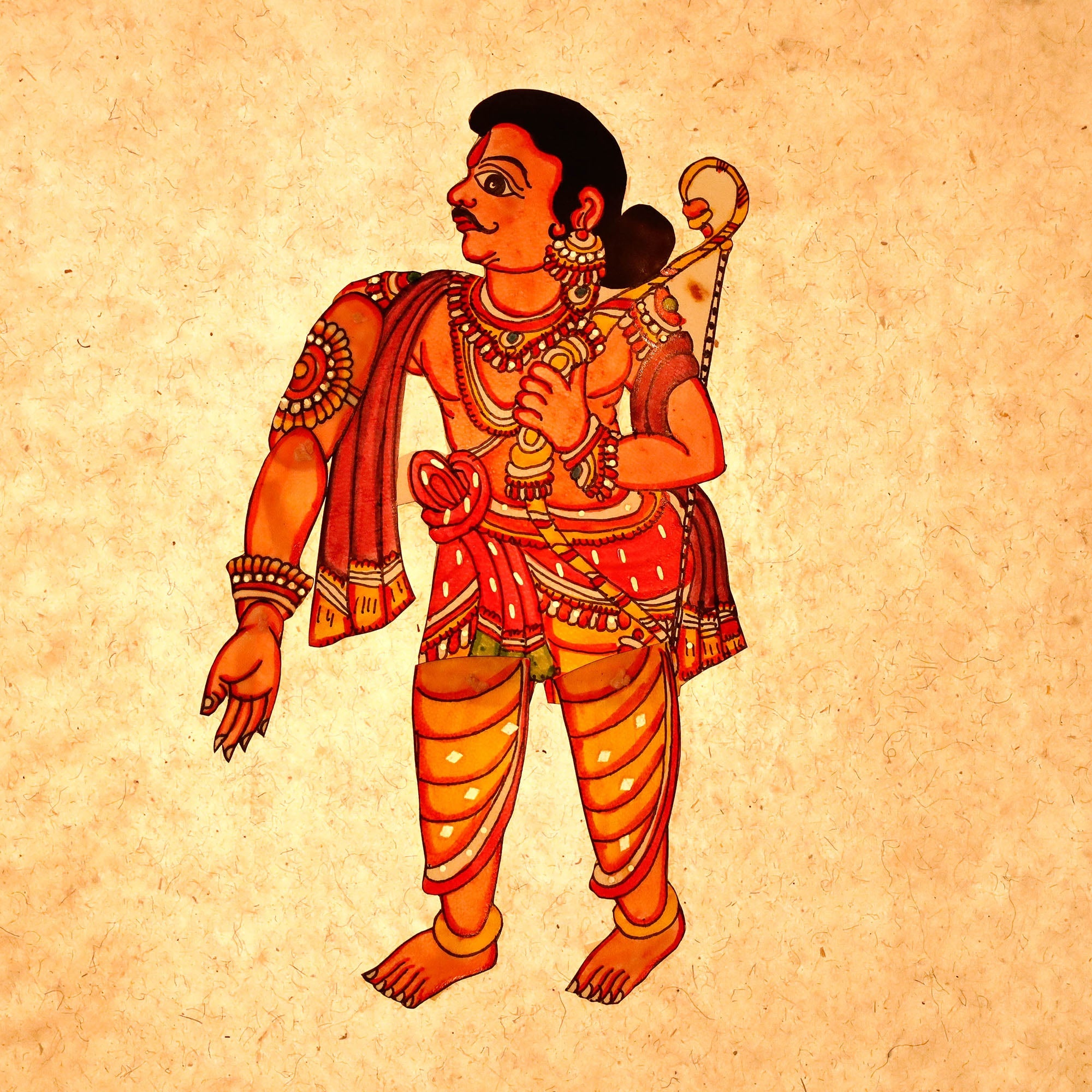 ITOKRI CRAFTS INITIATIVE Arjuna - Tholu Bommalata Leather Puppet (14 x 10 in)
