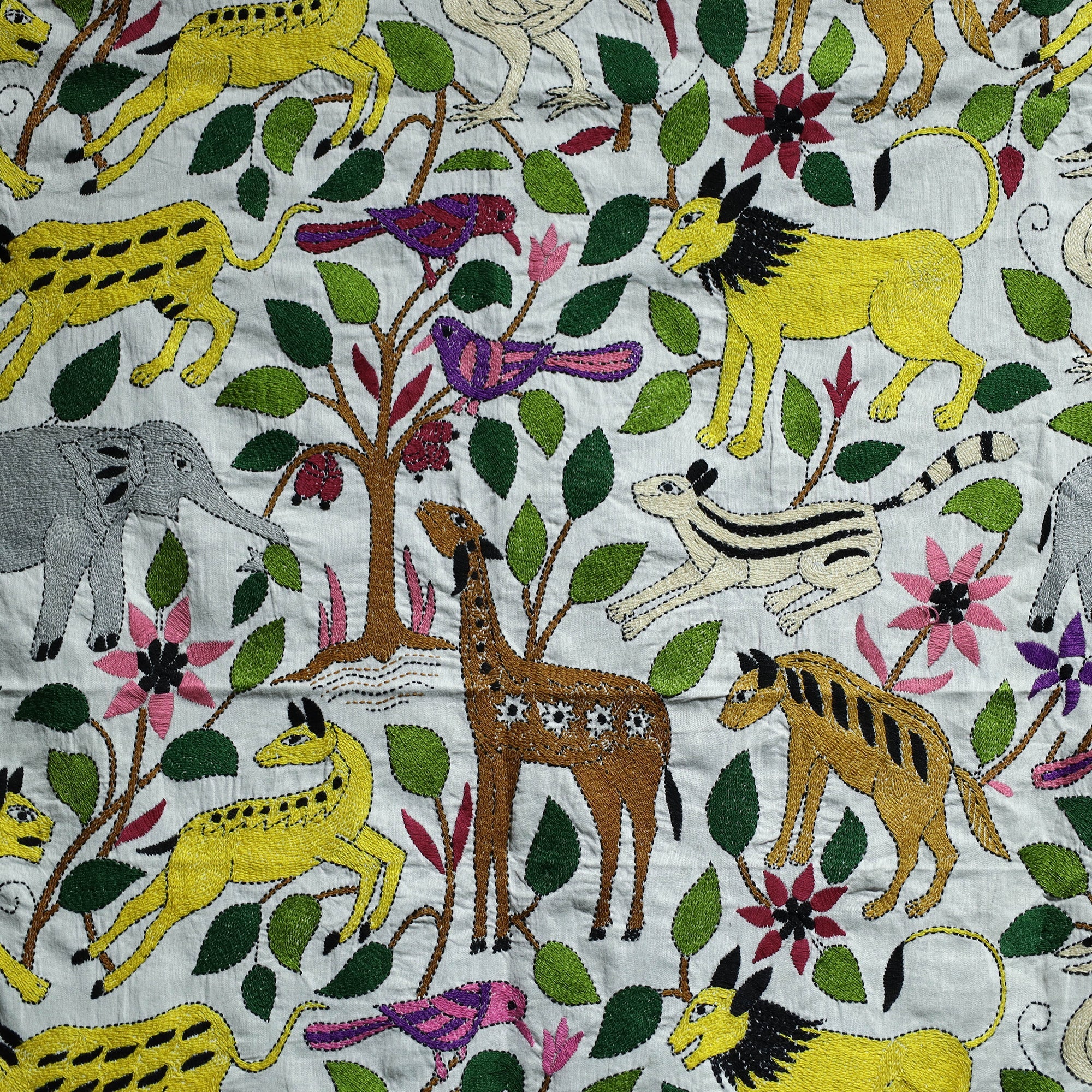 AFROZA KHATUN KANTHA ARTISTAN Bengal Kantha Hand Embroidery Cotton Wall Hanging (38 x 39 in) - view 2