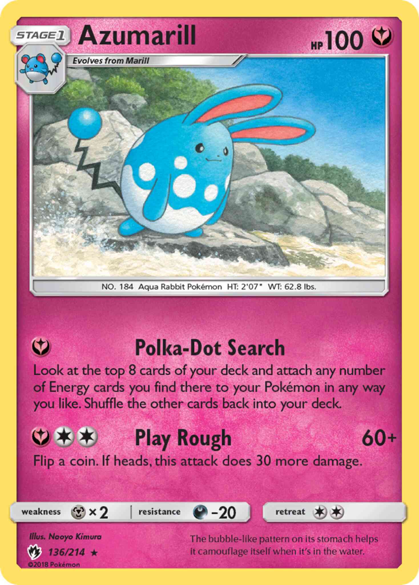 Rare sm8-136 non-holo – Pokémon Azumarill - 136/214 - Rare [sm8-136] [Non-Holo]