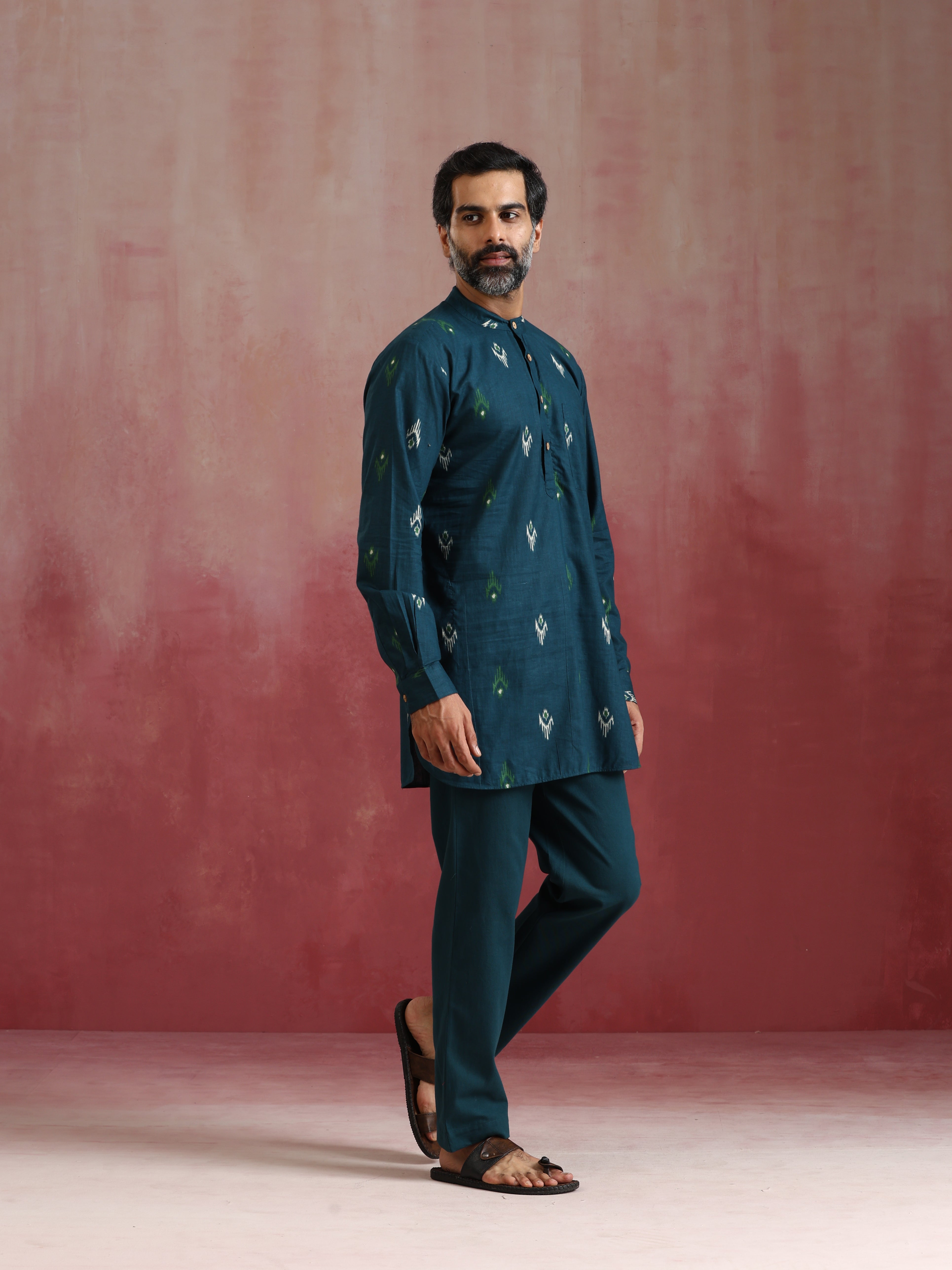 trueBrowns Men's Blue Ikat Co-ord set - view 3