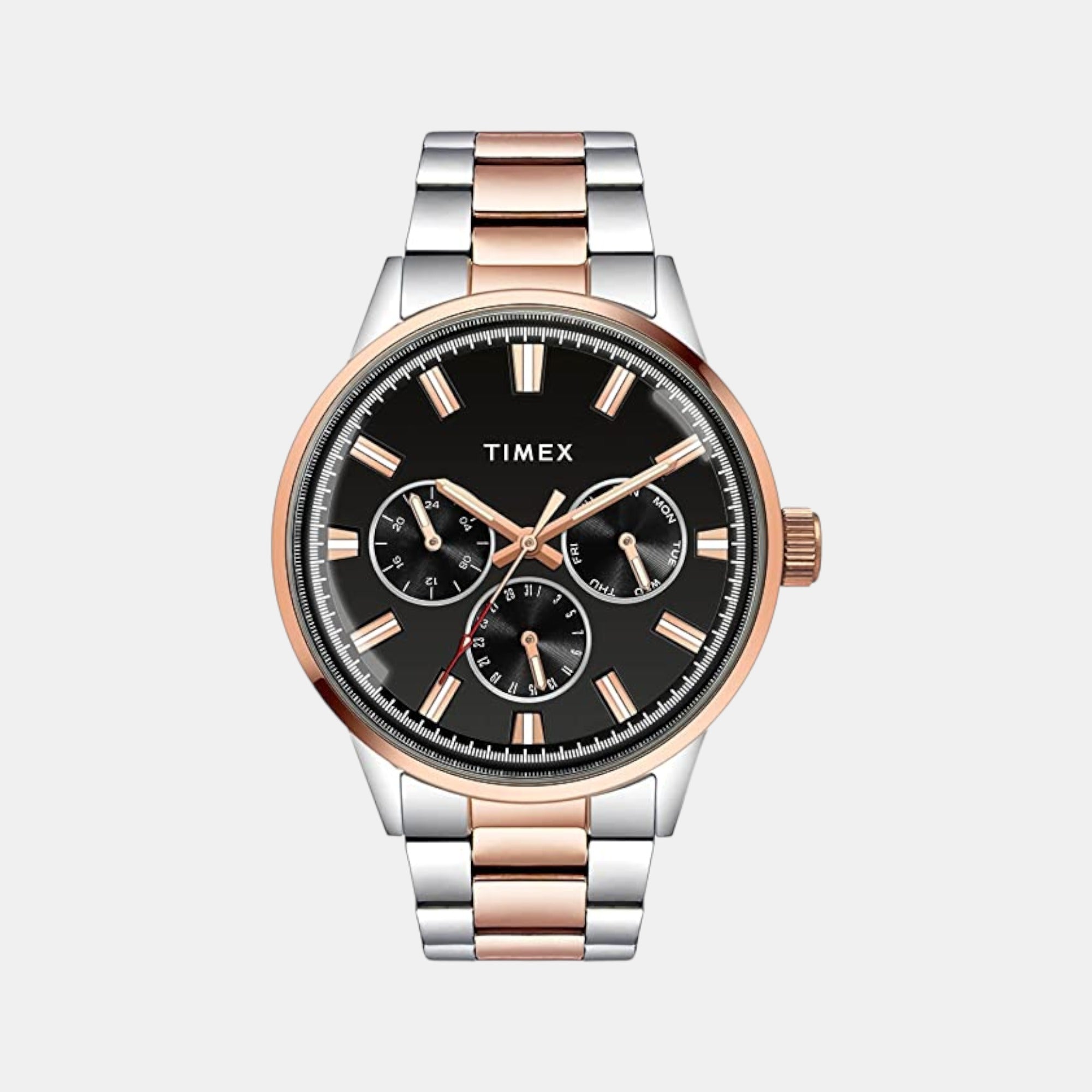 Timex Fashion Men Quartz Black Dial Multi-Function Stainless Steel Watch TWEG19910