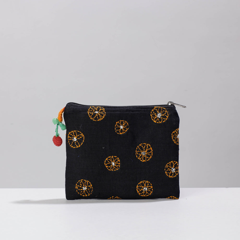 CHANDI MATI Black - Chandi Maati Kantha Work Cotton Cosmetic Pouch