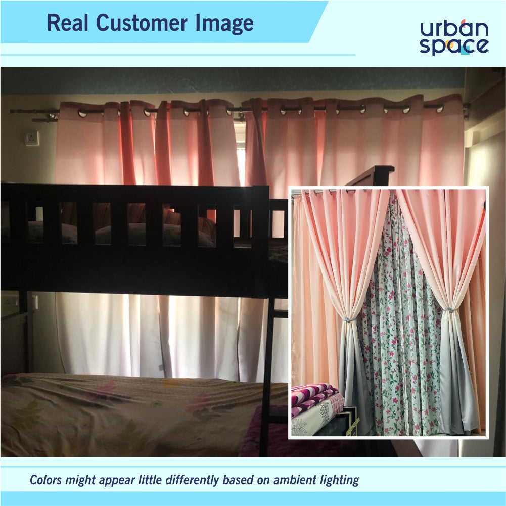 Urban Space -Home Furnishing Store Blush Waterfall Printed Faux Silk Room Darkening Curtains, Pack of 2 Curtains - view 2