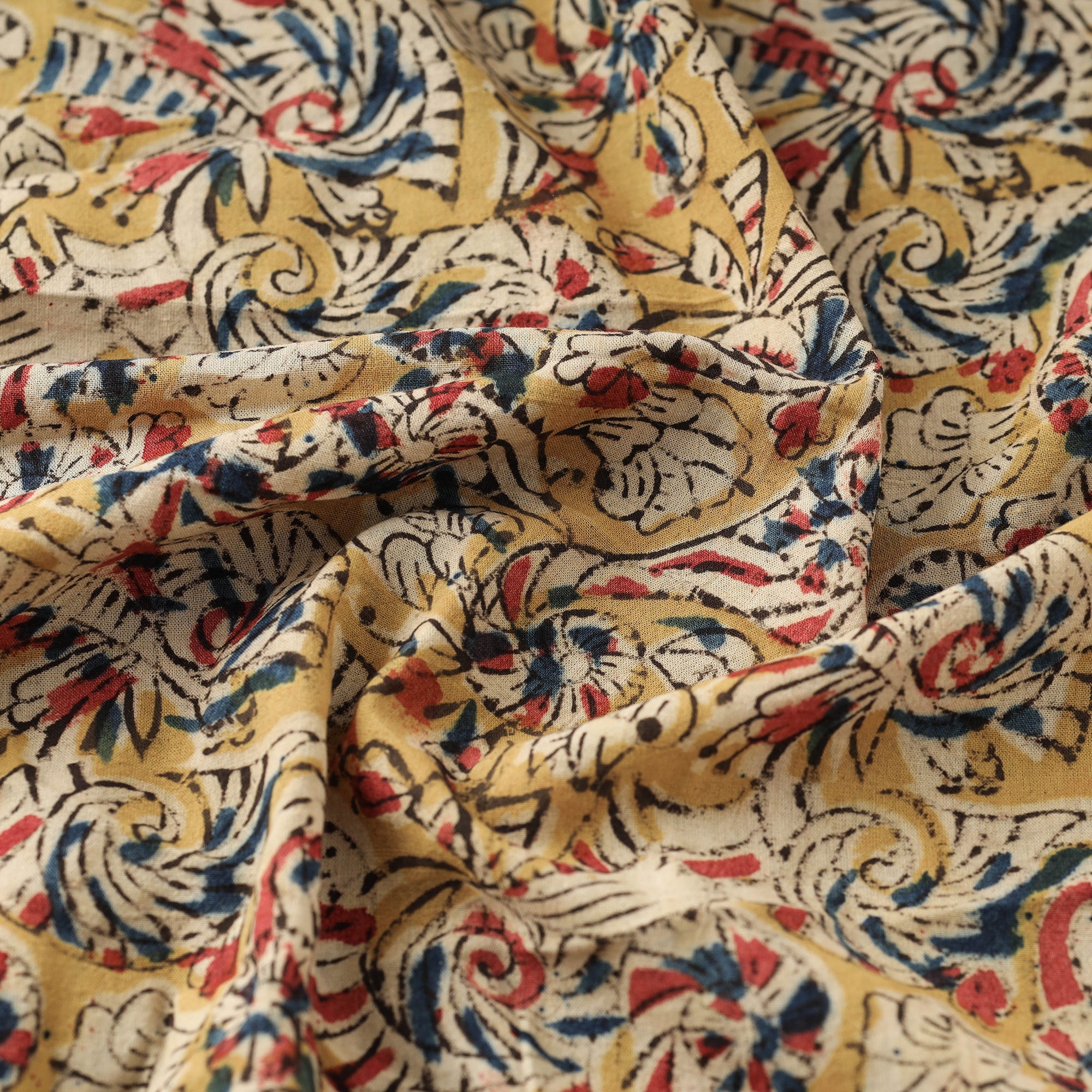 SOUTH KARGHA Beige - Kalamkari Hand Block Printed Cotton Fabric - view 3