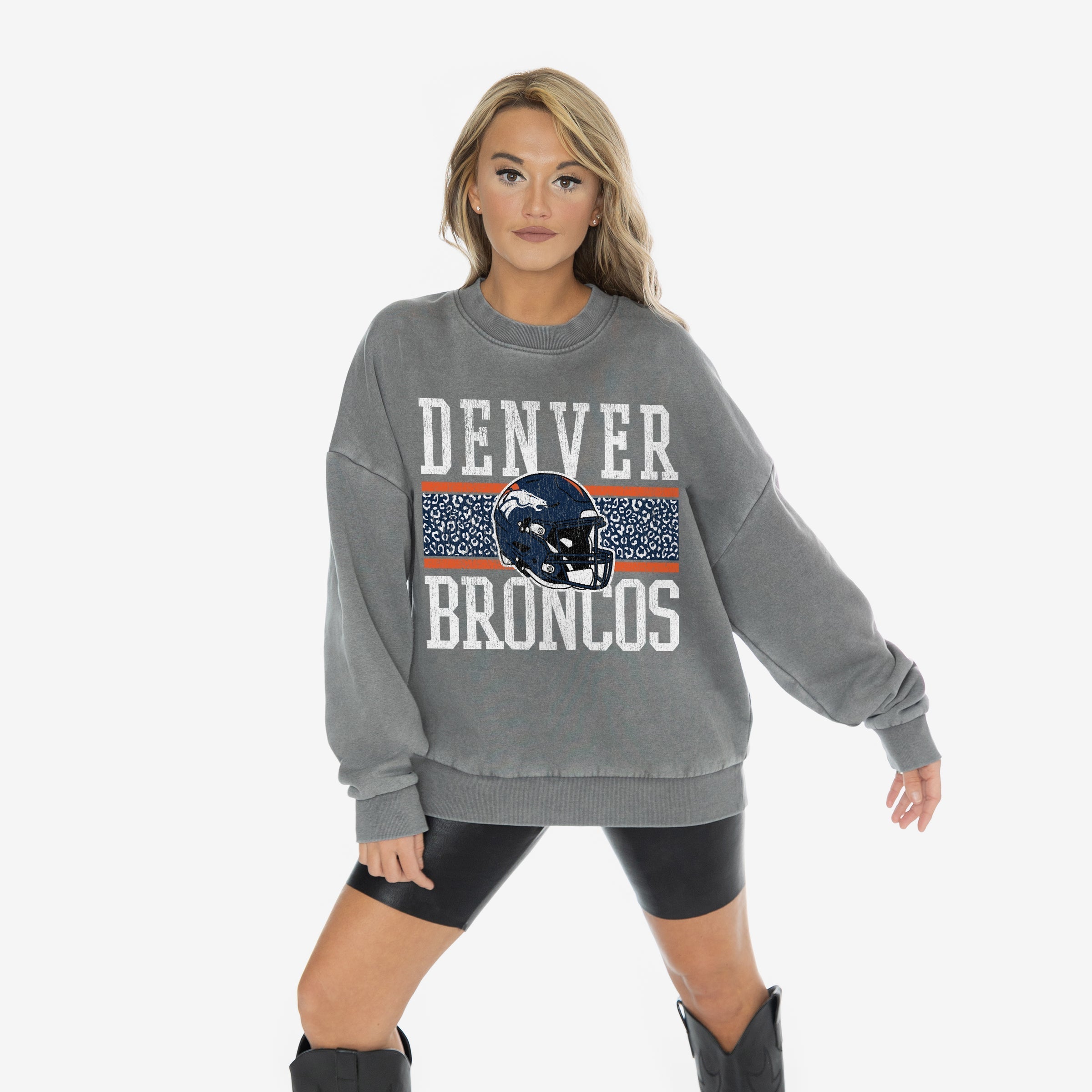 GC X NFL Denver Broncos In The Wild Vintage Wash Oversized Crewneck Fleece