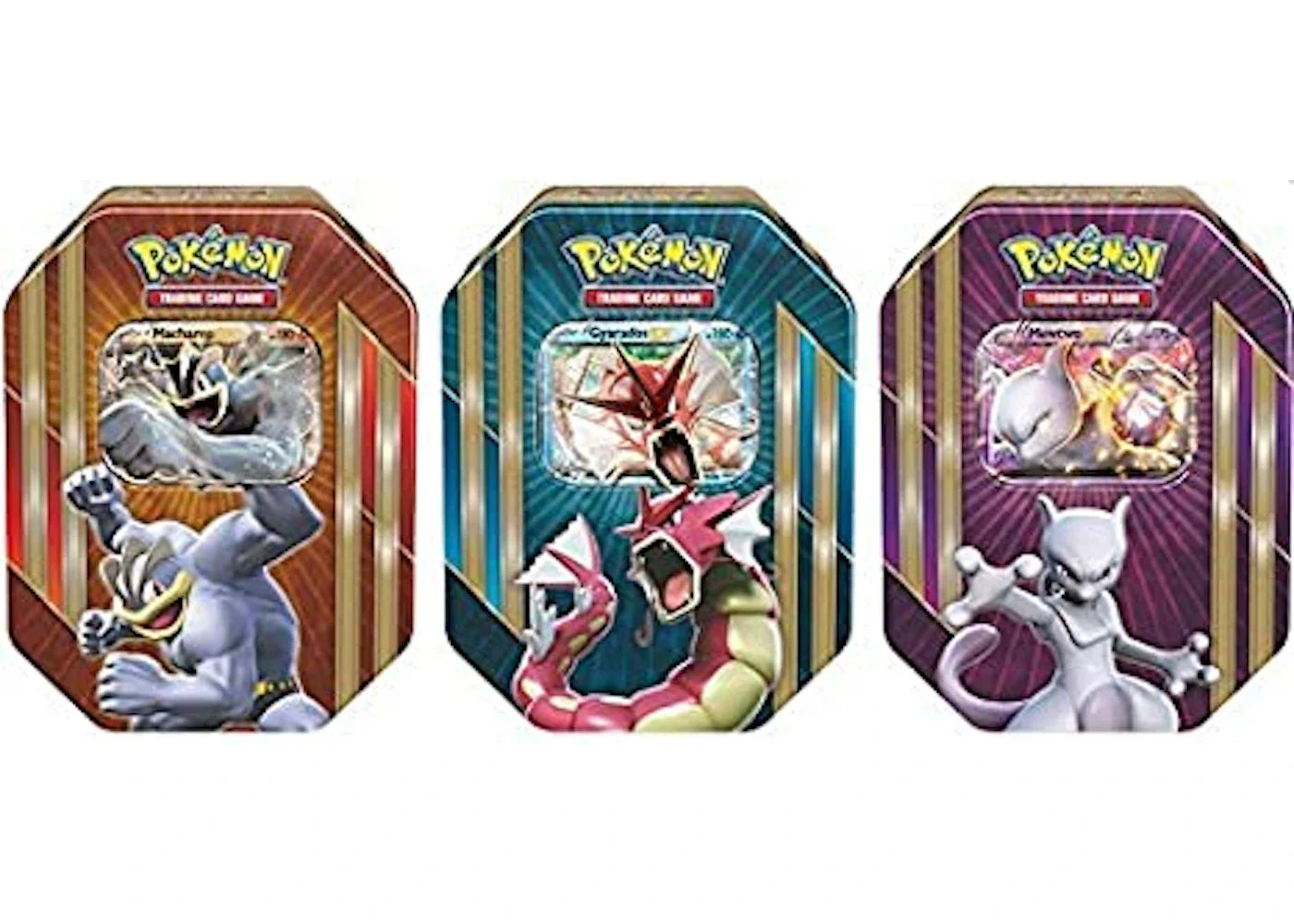 Pokémon 2016 Pokemon TCG Triple Power Tin Mewtwo EX/Machamp EX/Shiny Gyarados EX Lot