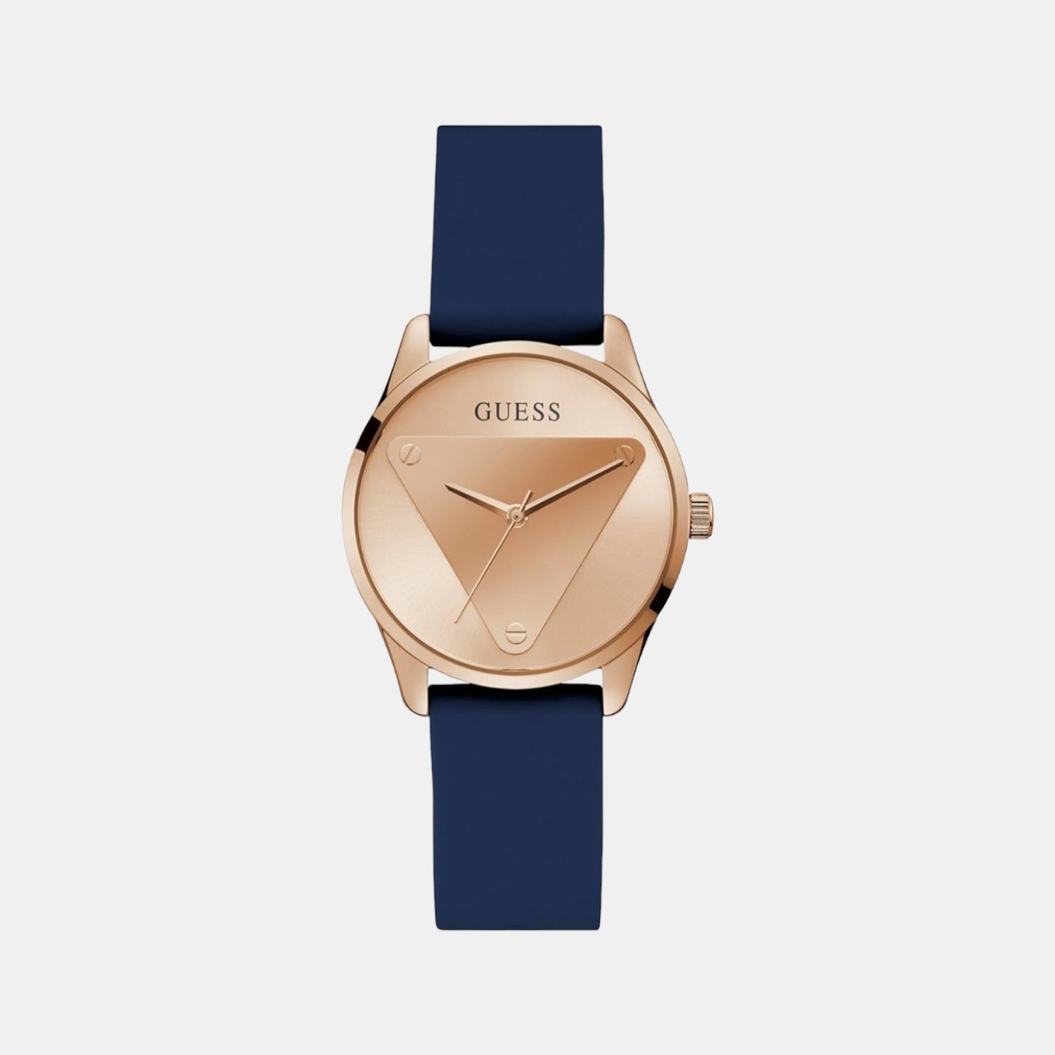 Guess Emblem Women Quartz Rose Gold Dial Analog Silicone Watch GW0509L1
