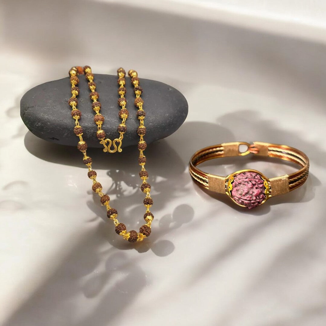 Mala pure copper – Soultheory Rudraksha Necklace Mala + Pure Copper Bracelet (Combo)
