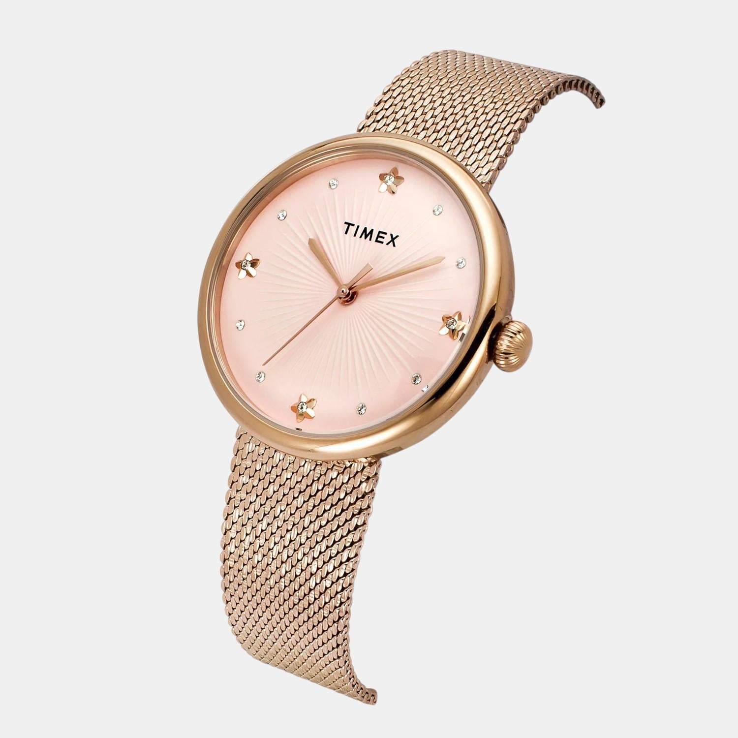Timex Fashion Women Quartz Pink Dial Analog Stainless Steel Watch TWEL19304 - view 2