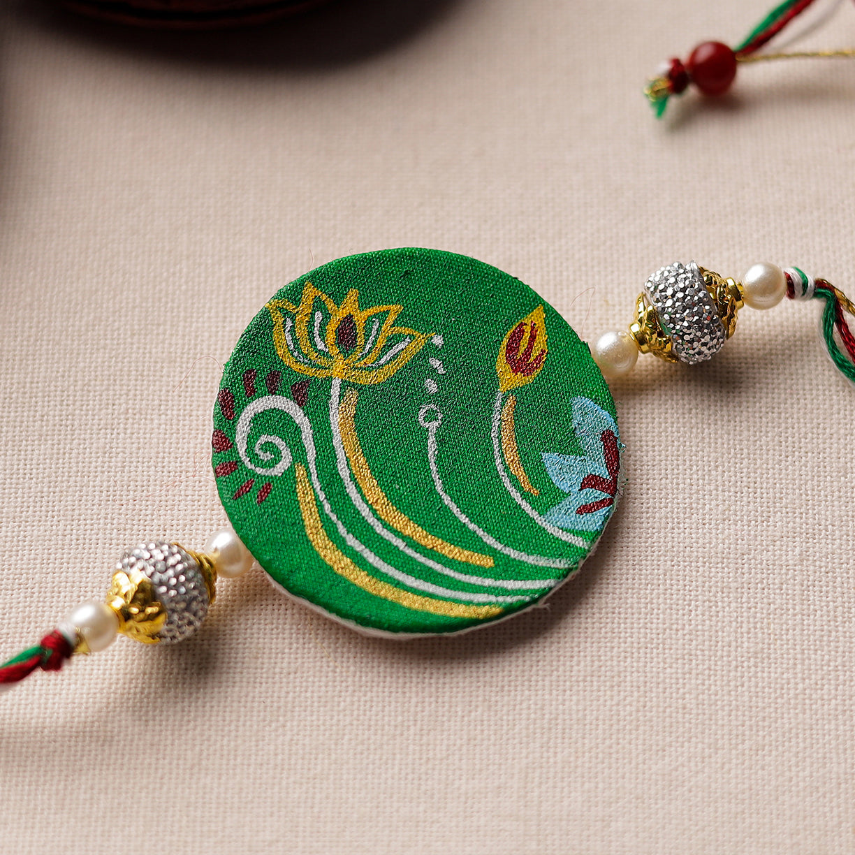 KHUSHBASH - HAPPY LOOM OF EAST Bishnupur Handpainted Fabric Rakhi 11 - view 2