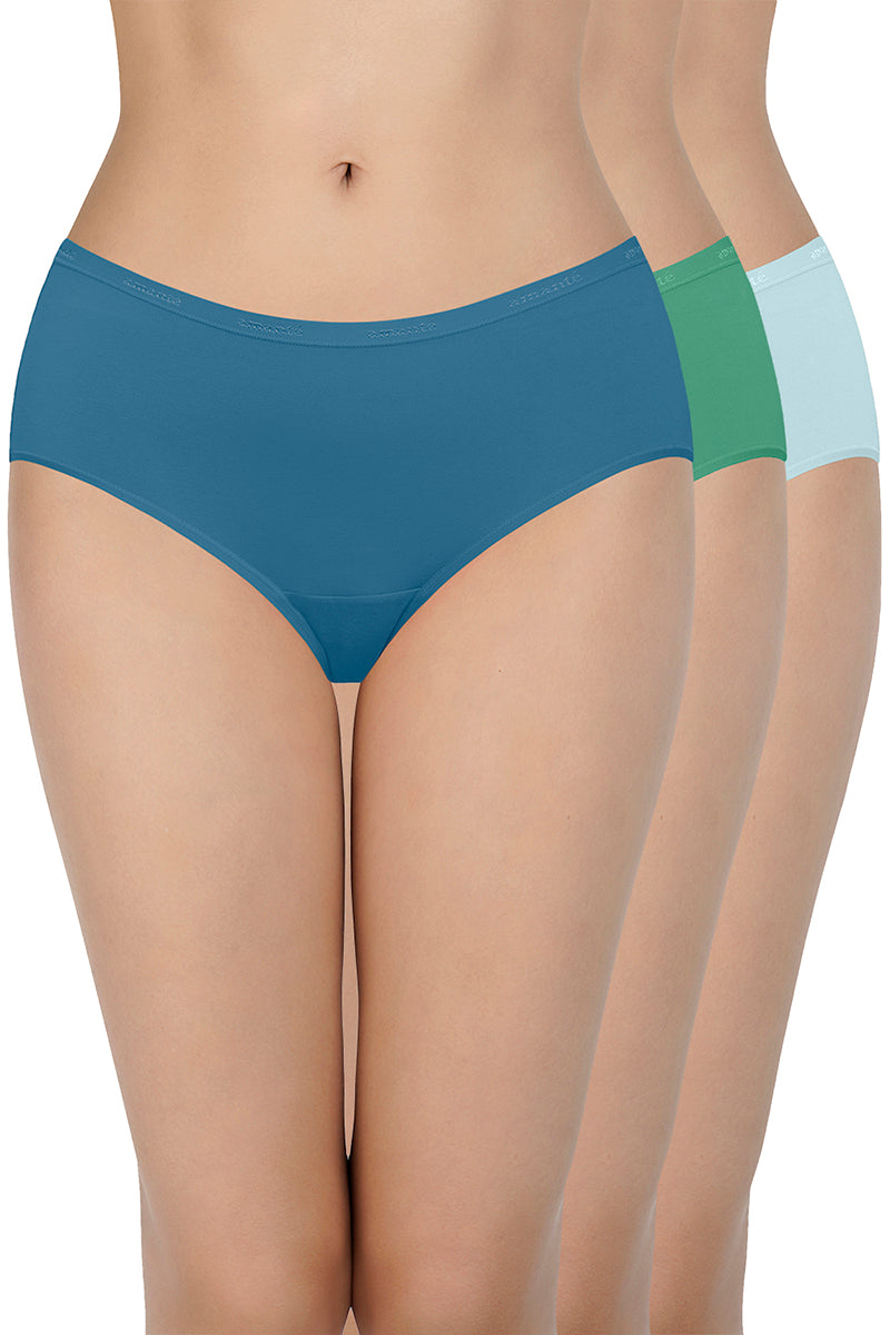 Amante Solid Low Rise Assorted Hipster Panties (Pack of 3 Colors & Prints May Vary)