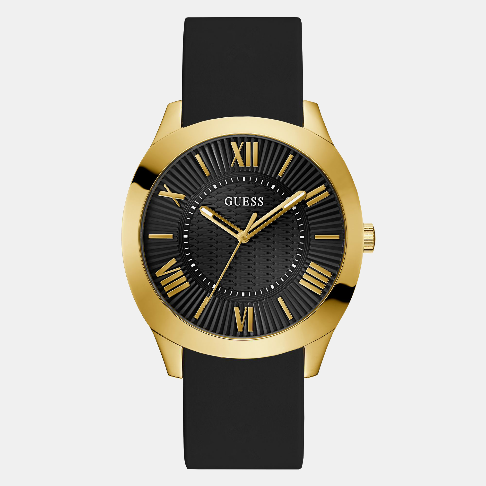 Guess Arc Men Quartz Black Dial Analog Silicone Watch GW0728G2