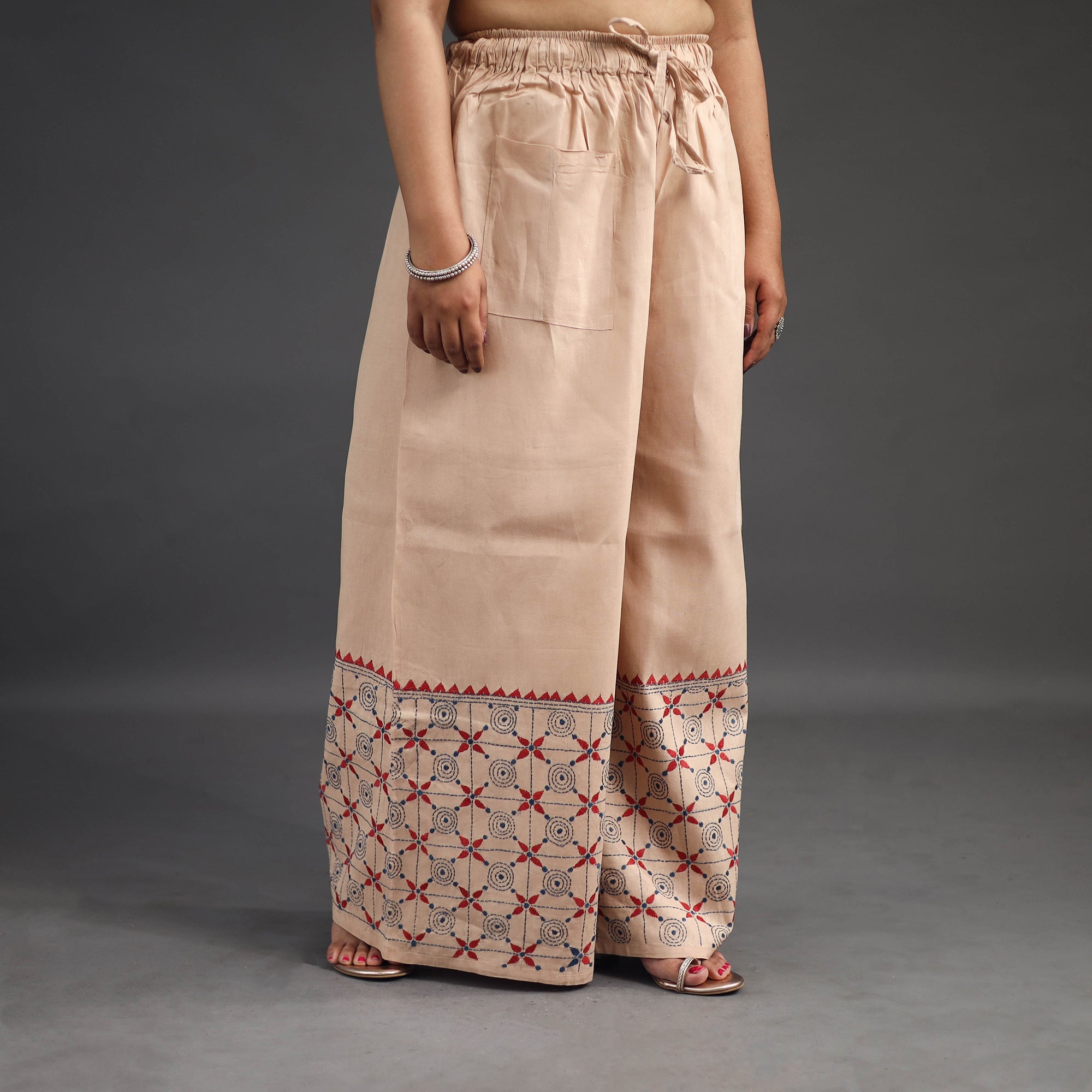 ASALKAAR Beige - Kantha Hand Embroidery Palazzo in Cotton 56 - view 2