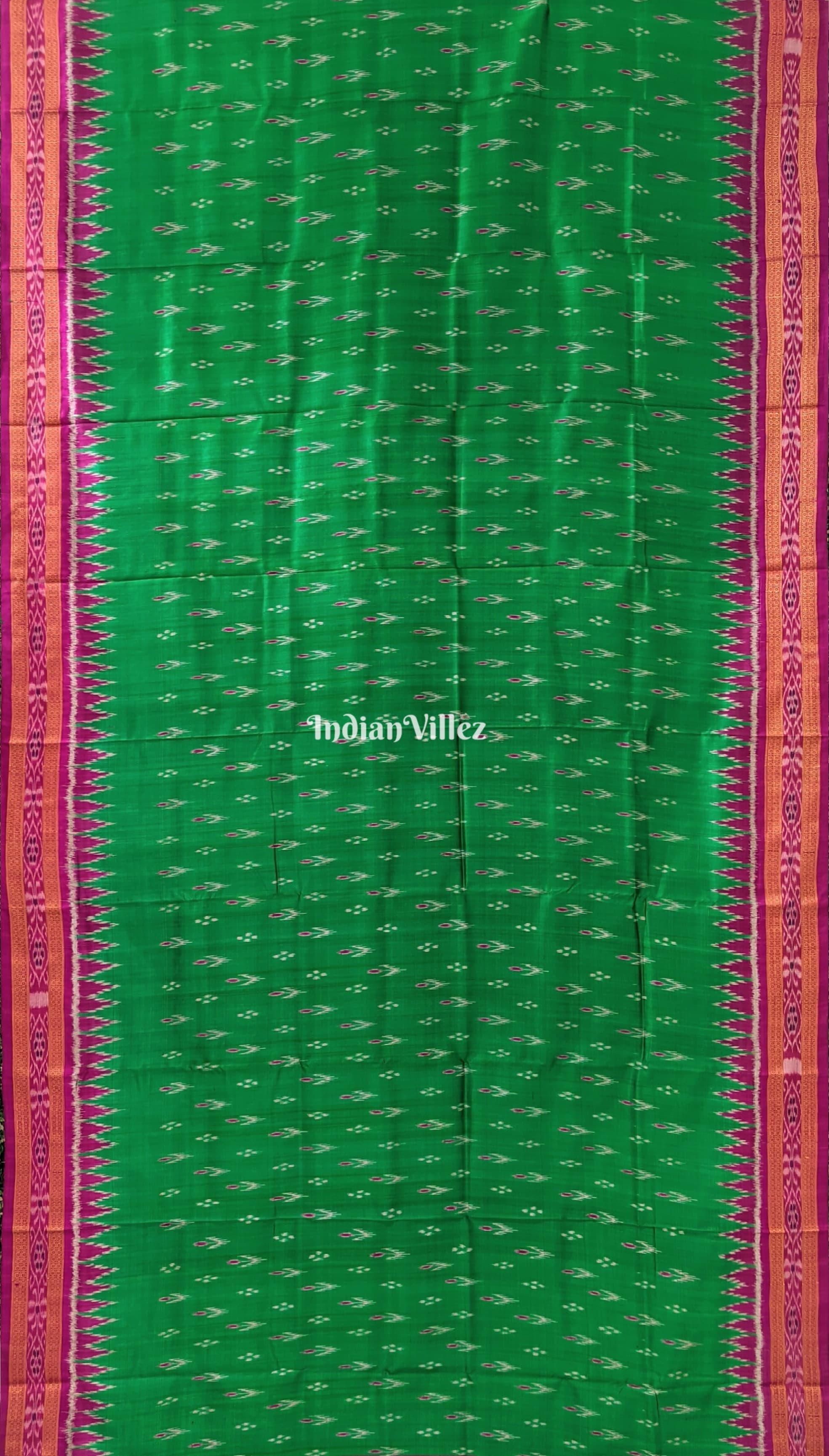 IndianVillèz Green Mayur Chandrika Khandua Silk Saree - view 3