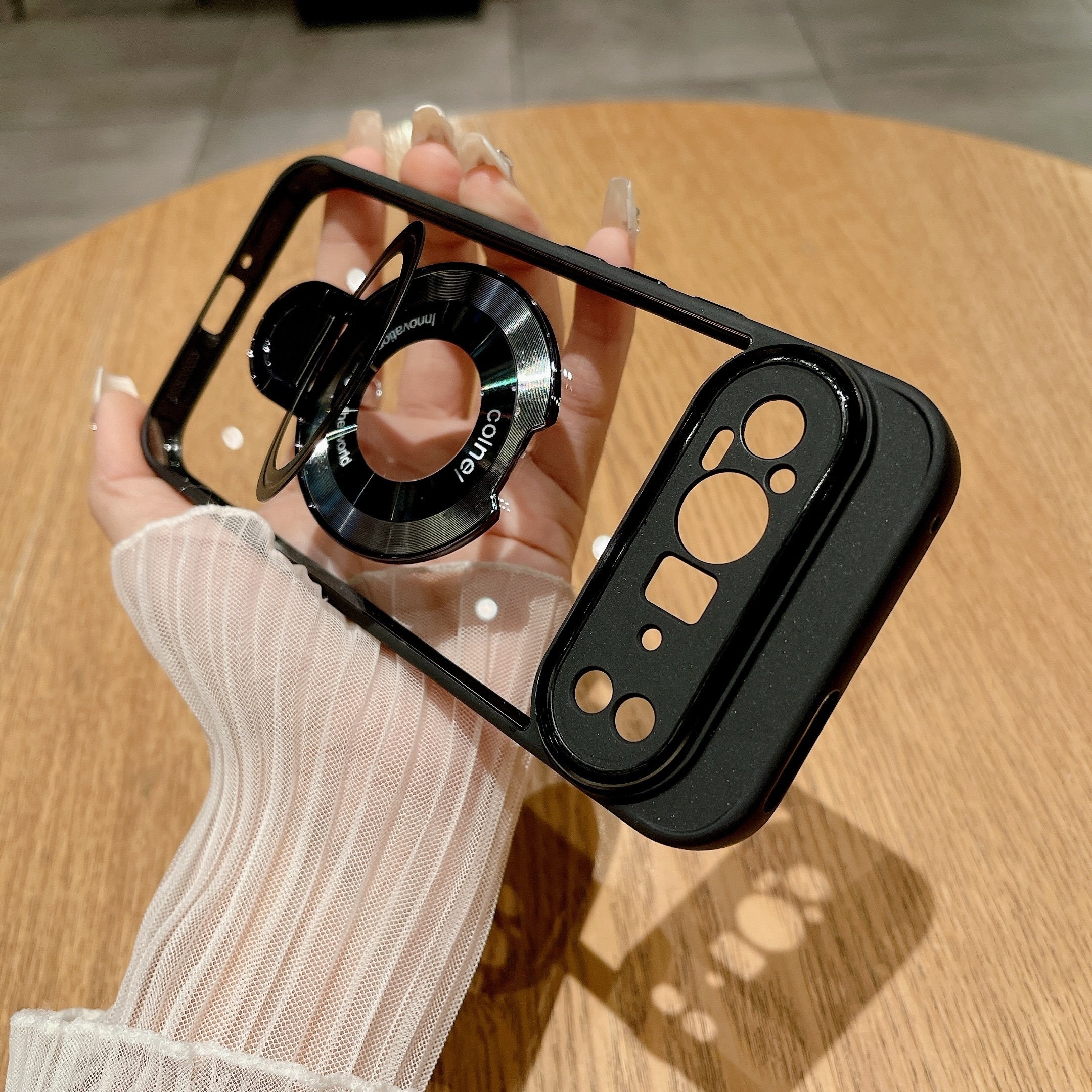 Million Cases Pixel 7 Series Transparent Rotating Ring Stand Case