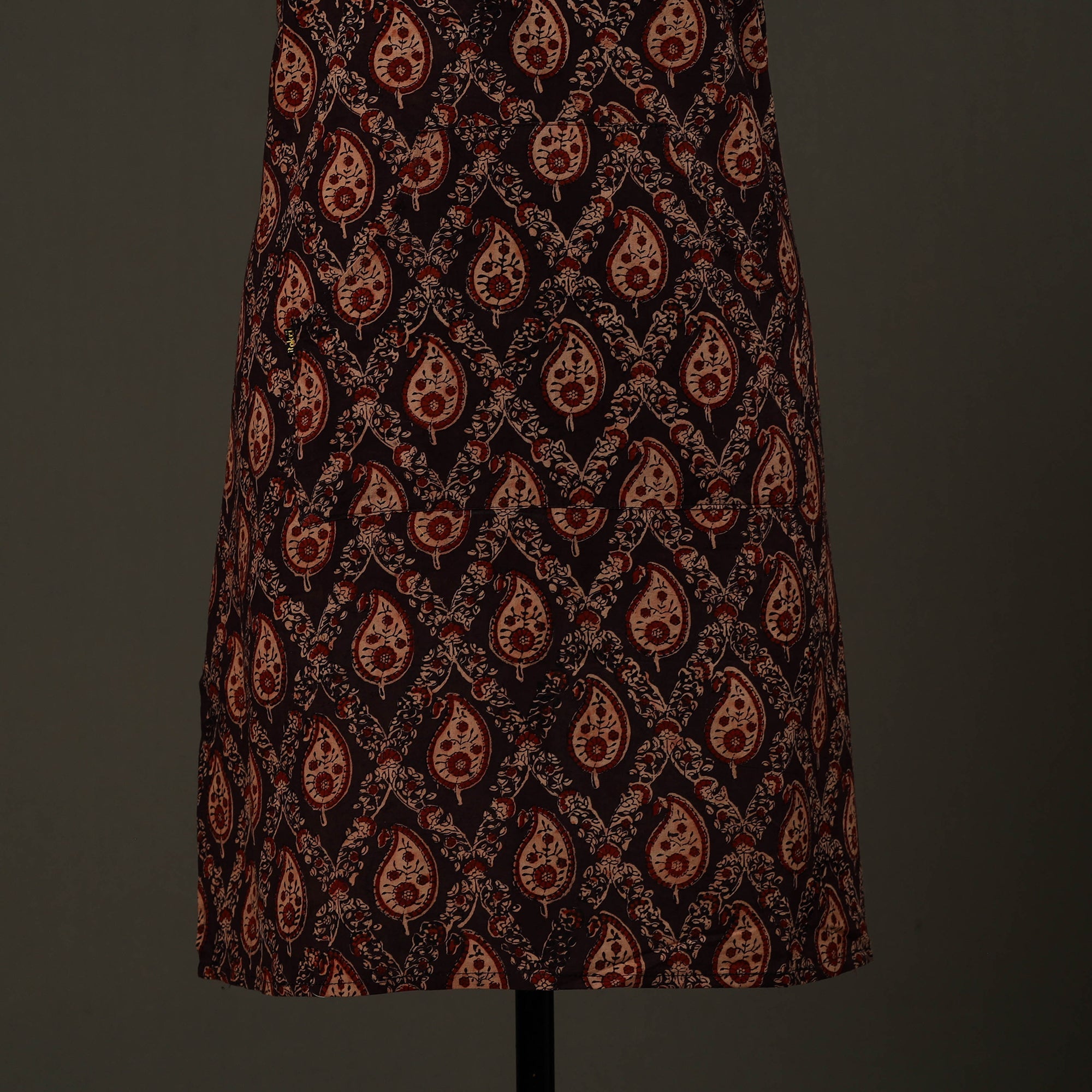 JALPARI Brown - Ajrakh Block Print Cotton Apron with Pocket 82 - view 2