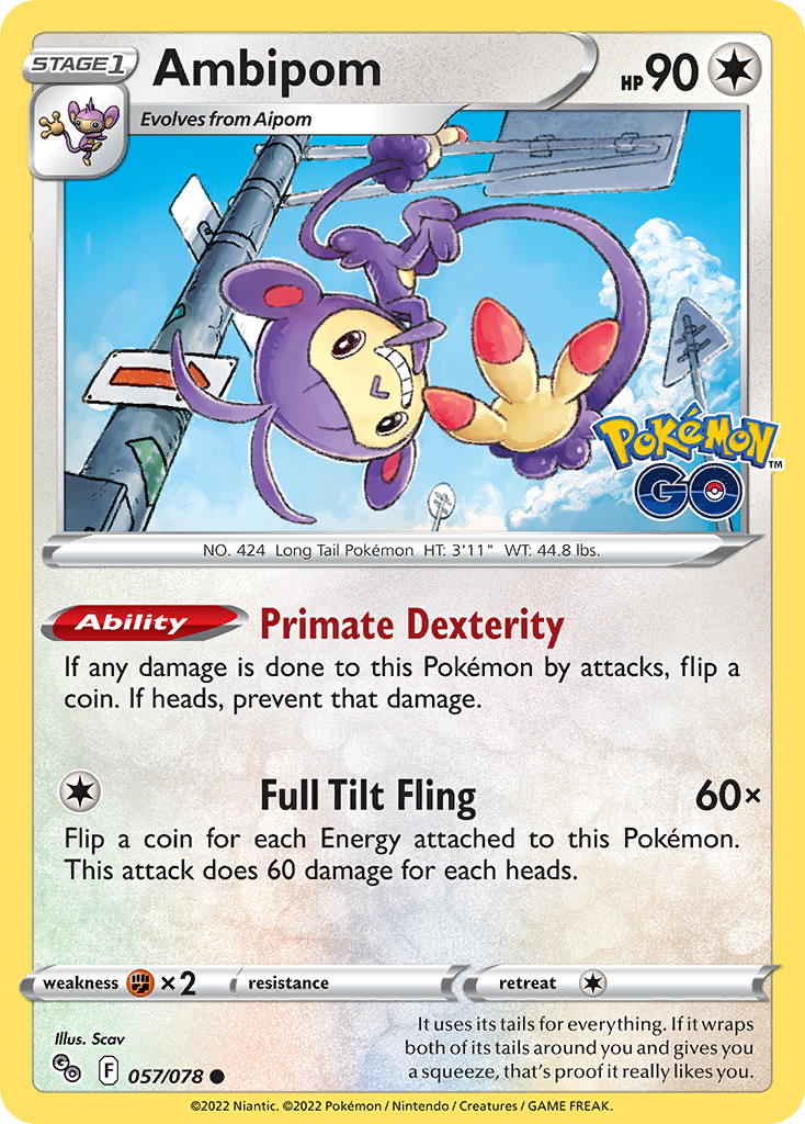 Common pgo-057 non-holo – Pokémon Ambipom - 057/078 - Common [pgo-057] [Non-Holo] - Ambipom - 057/078 - Common