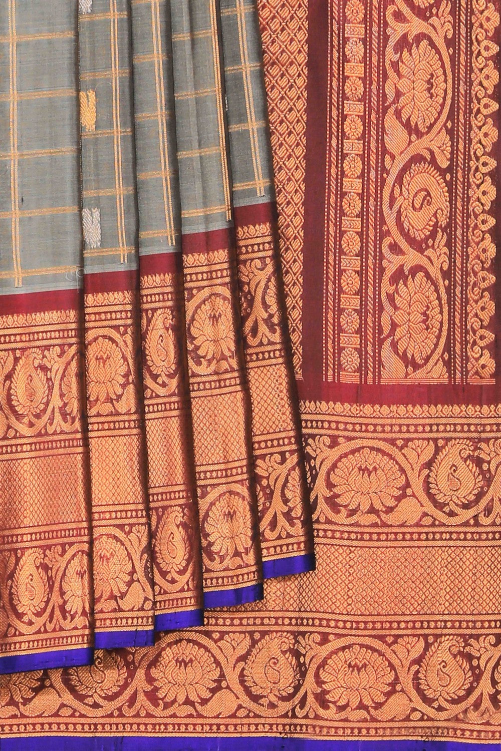 Kalanjali Gadwal Silk Grey Saree – Women's