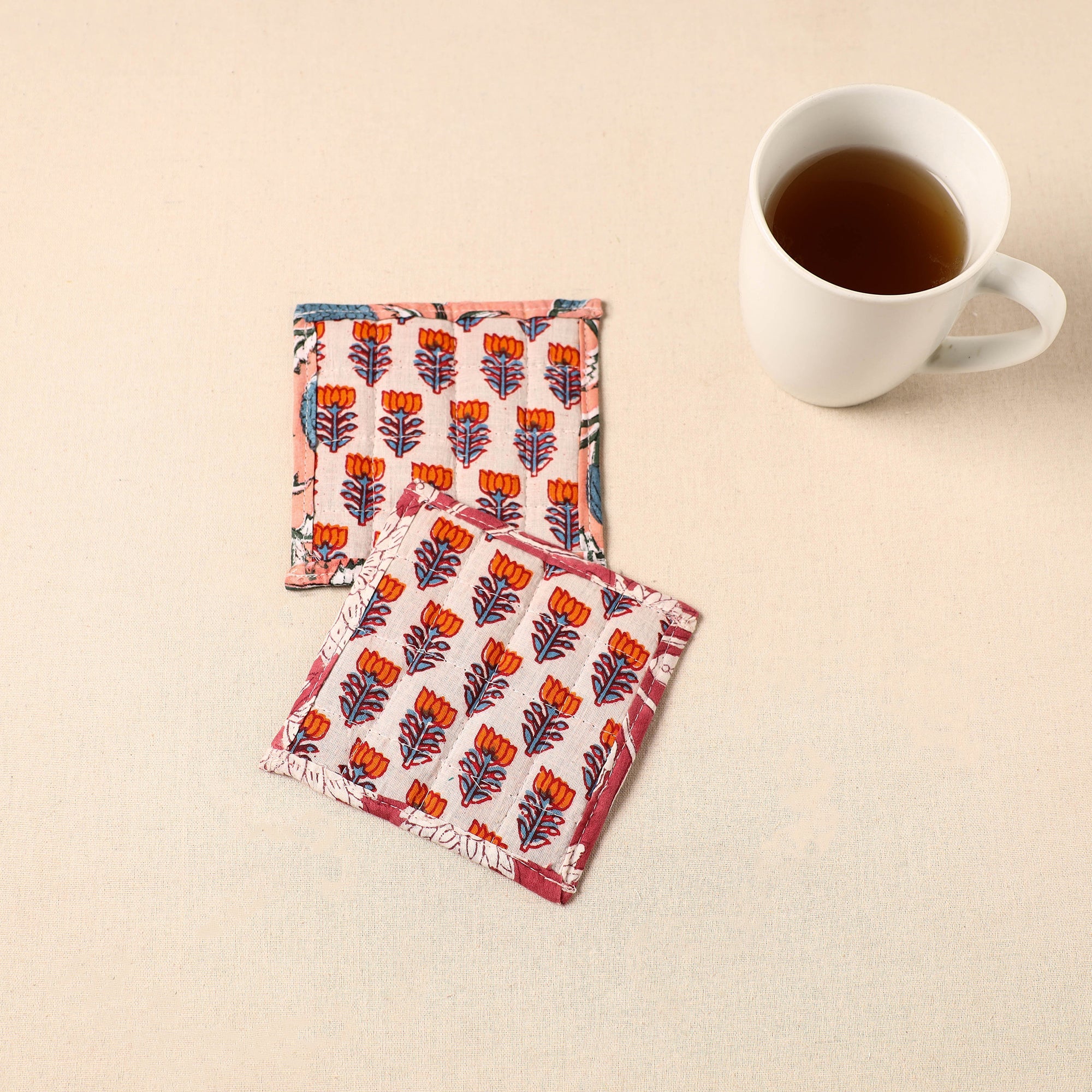 JALPARI Floral Print Cotton Quilted Coasters (Set of 2) 21 - view 2