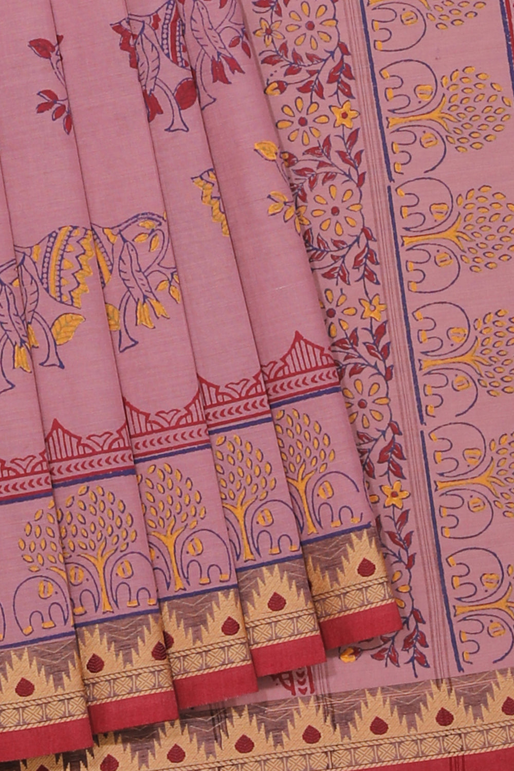 Kalanjali Ethnics Hand block printed cotton saree