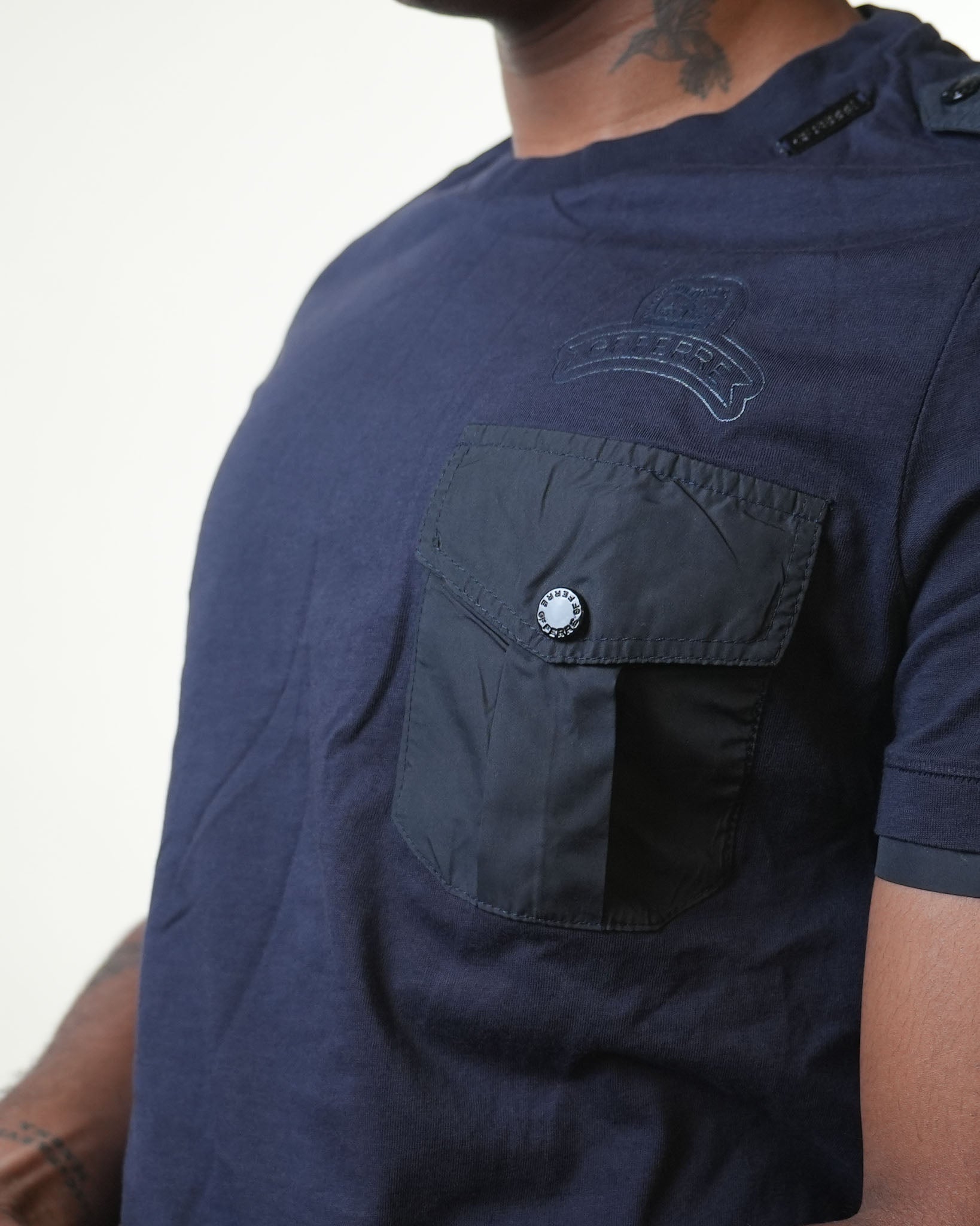 Gf Ferre Navy Blue Shoulder Flap Tshirt - view 4