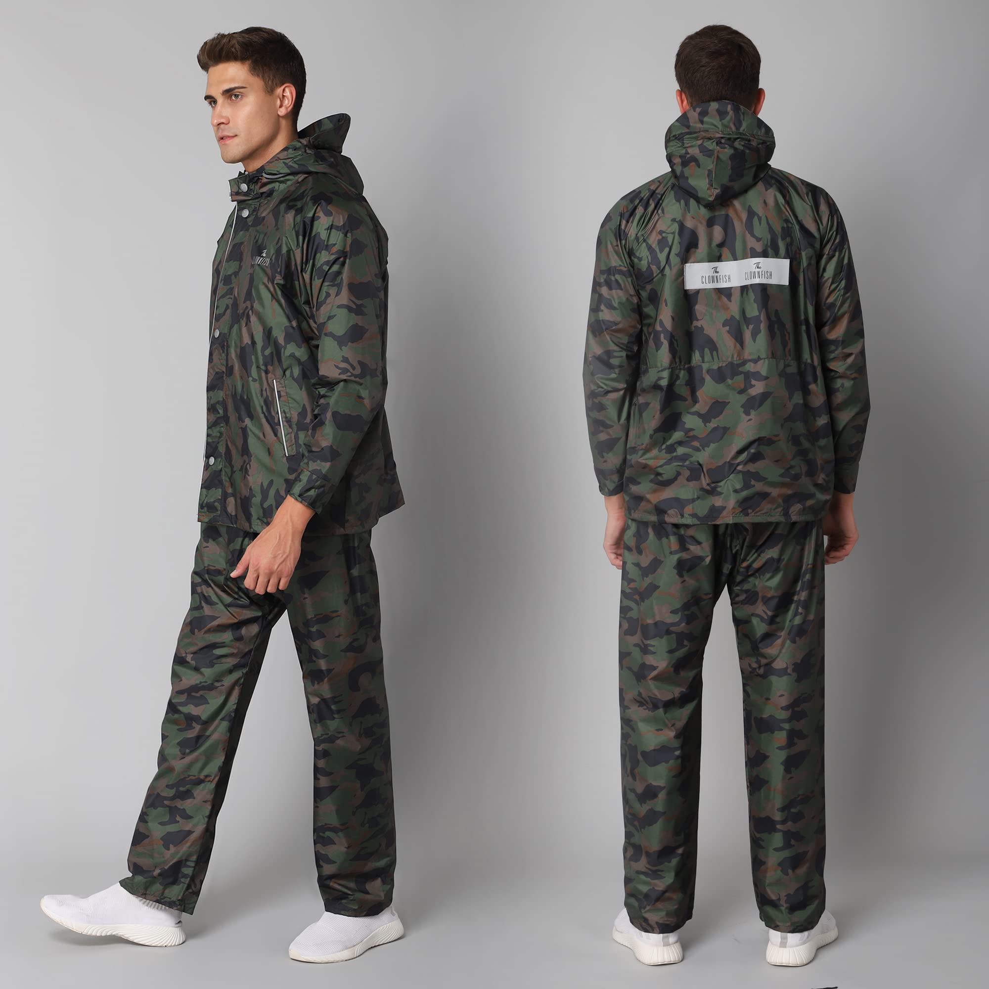 THE CLOWNFISH Warrior Pro Series Men's Waterproof Polyester Double Coating Reversible Raincoat with Hood and Reflector Logo at Back for Night Travelli - view 3