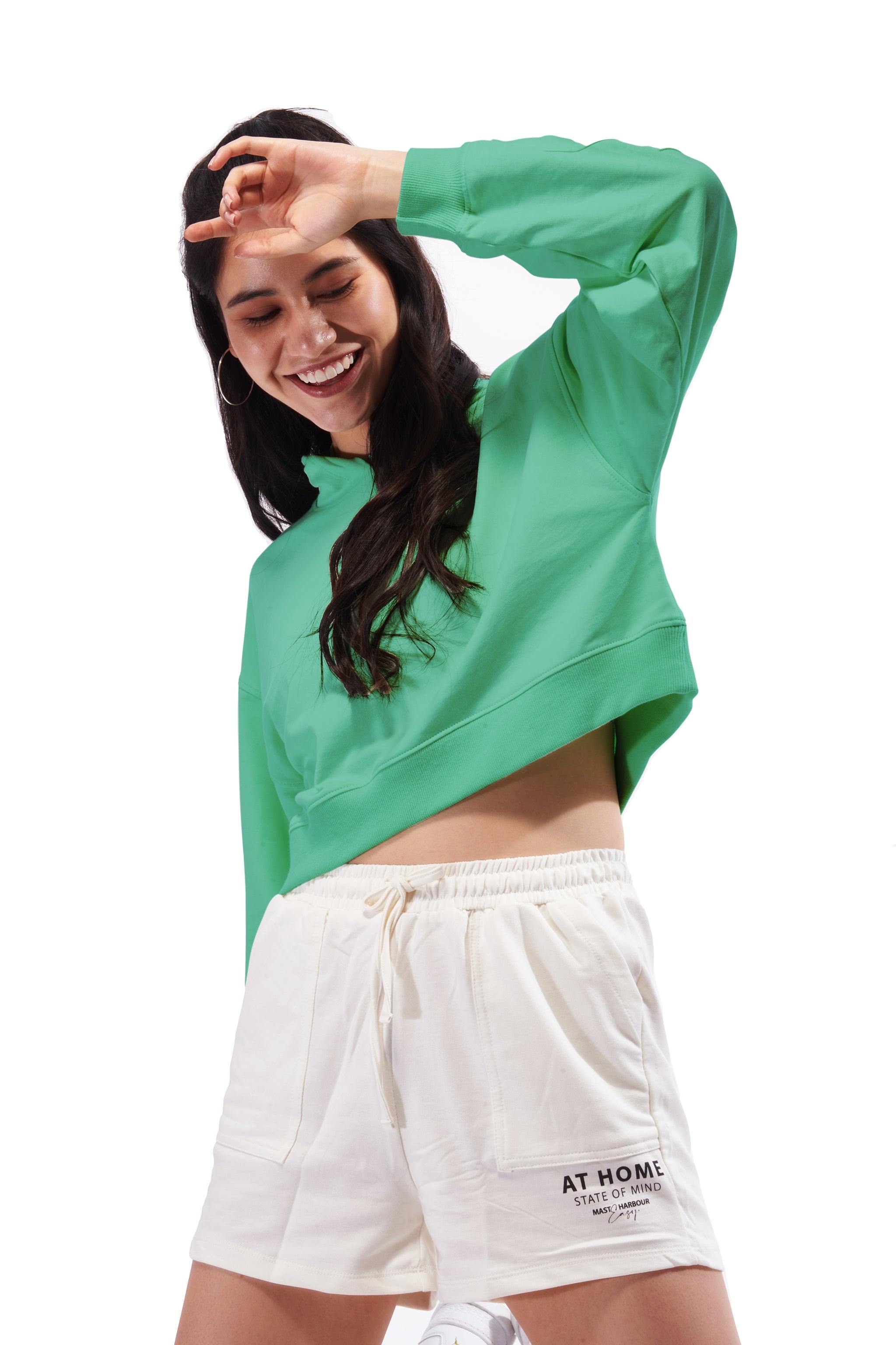 VSCO Green Crop Oversized Hoodie