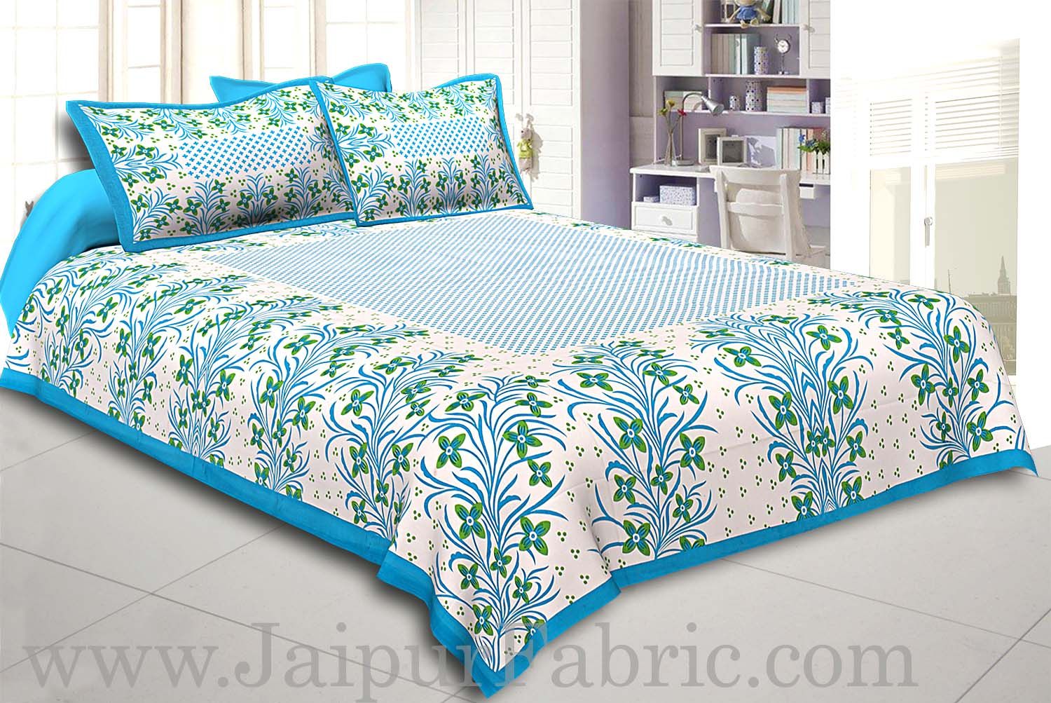 JaipurFabric® COMBO48- Set of 1 Double Bedsheet and 1 Single Bedsheet With 2+1 Pillow Cover - view 2
