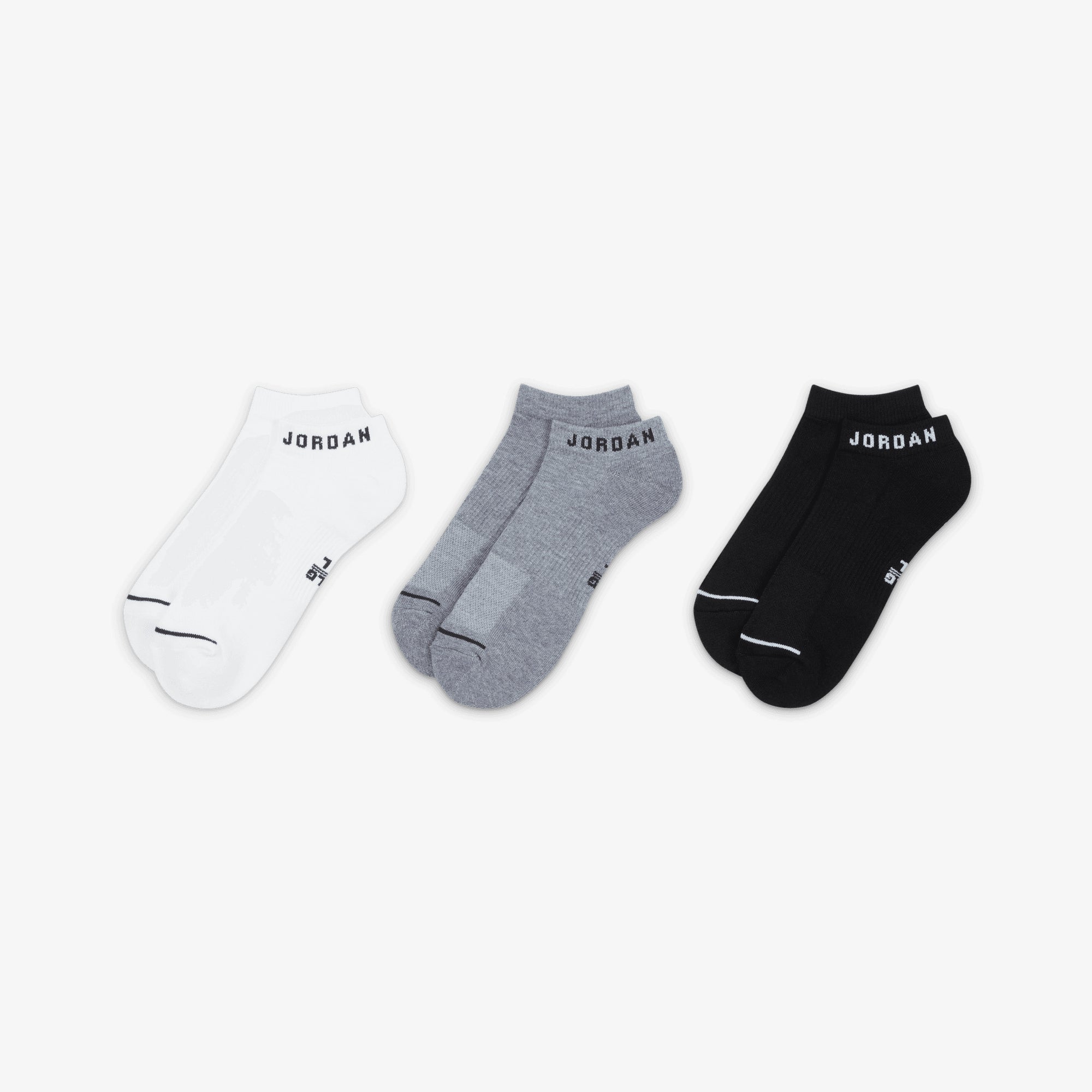 Jordan | EVERYDAY NO-SHOW SOCKS (3 PAIRS) { WHITE/GREY/BLACK - view 2