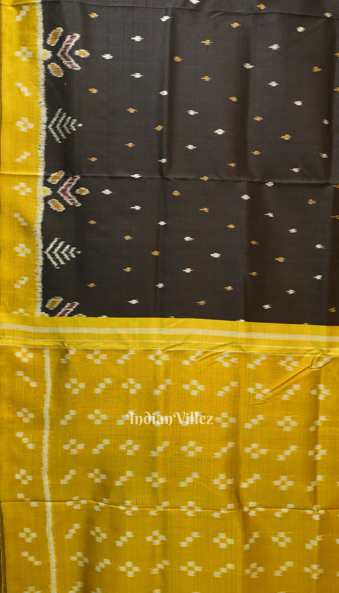 IndianVillèz Black Yellow Pasapali Border Contemporary Silk Saree - view 3