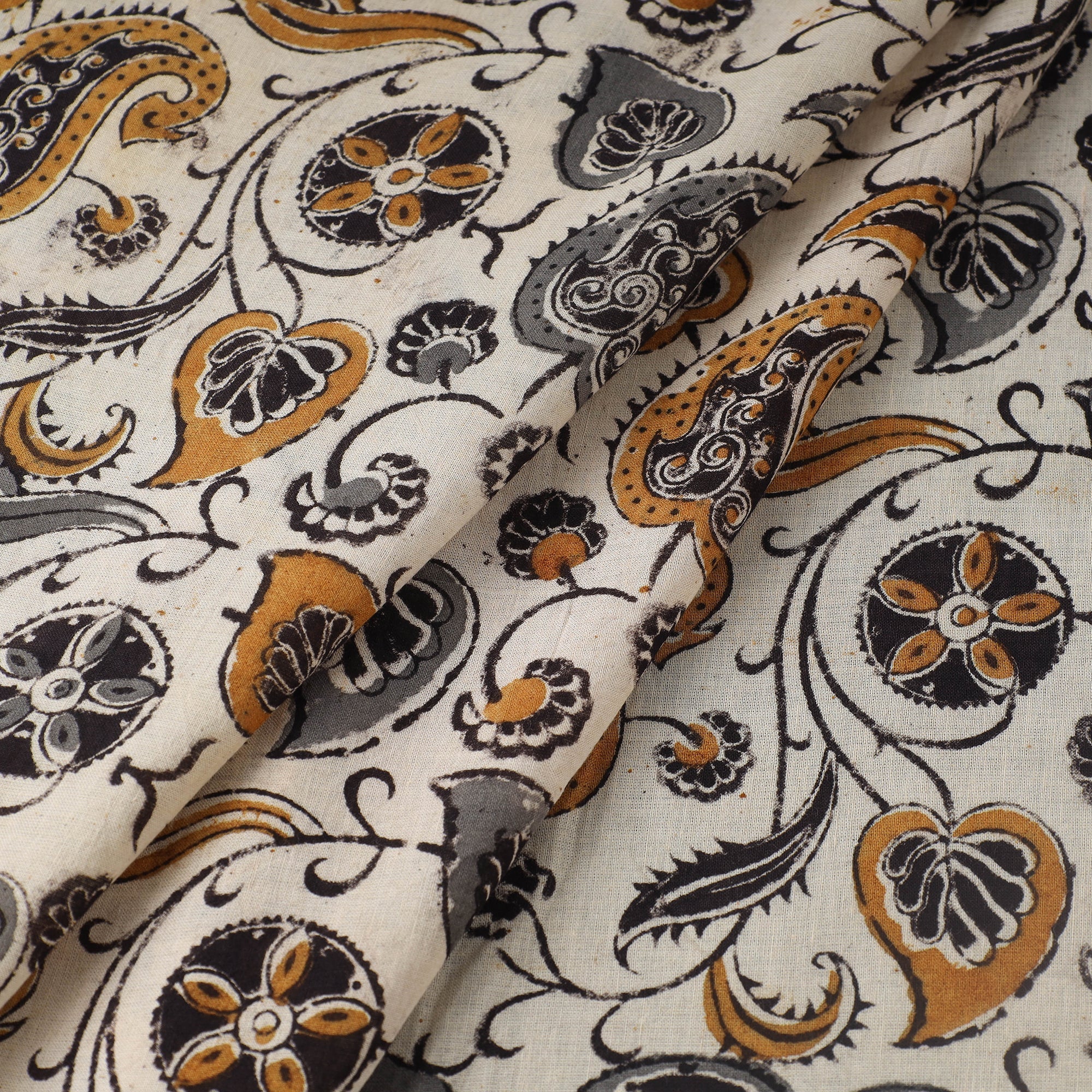 VENKATA BHANU KALAMKARI PEDANA Beige - Block Printed Mul Cotton Pedana Kalamkari Fabric 04 - view 2