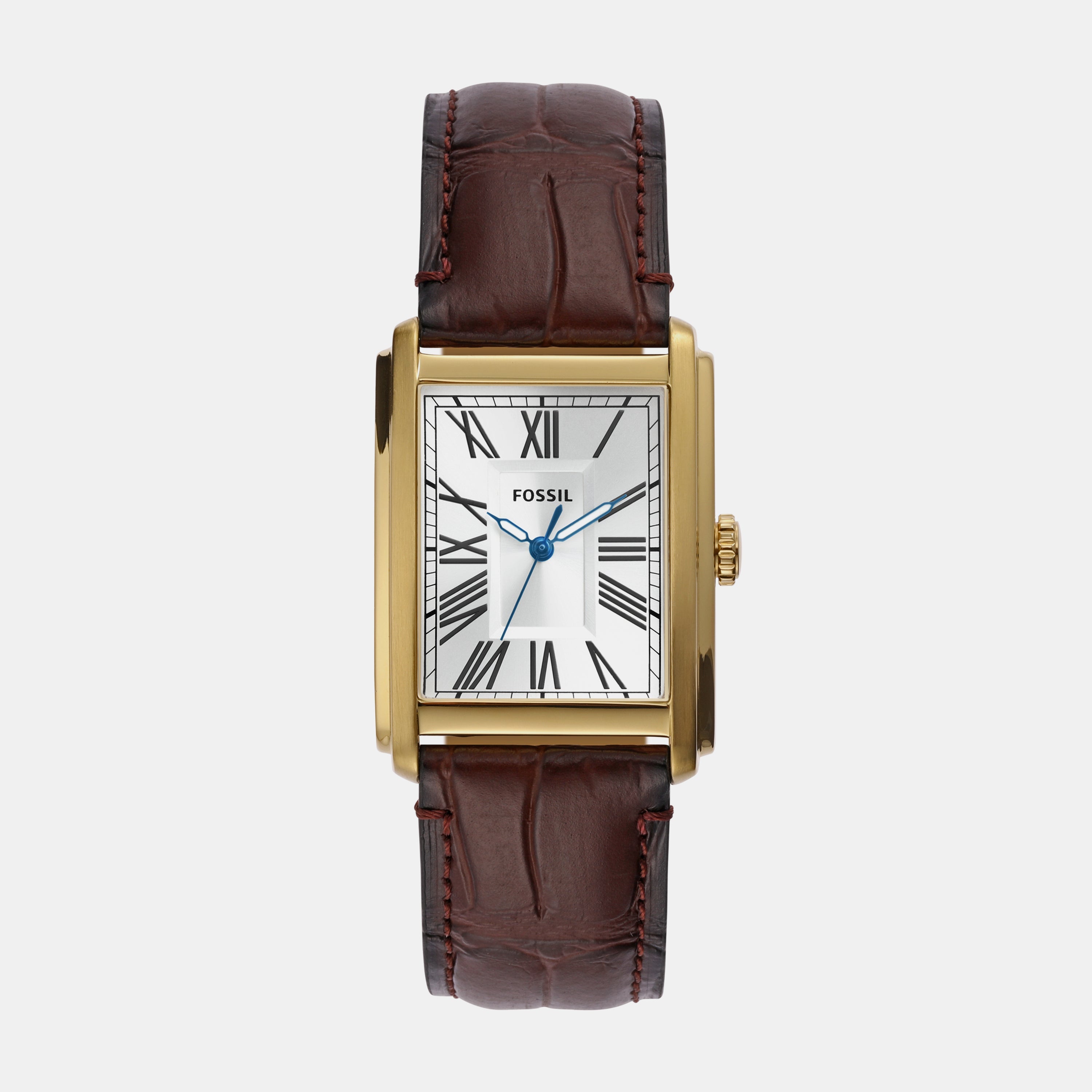 Fossil Carraway Men Quartz Silver Dial Analog Leather Watch FS6011