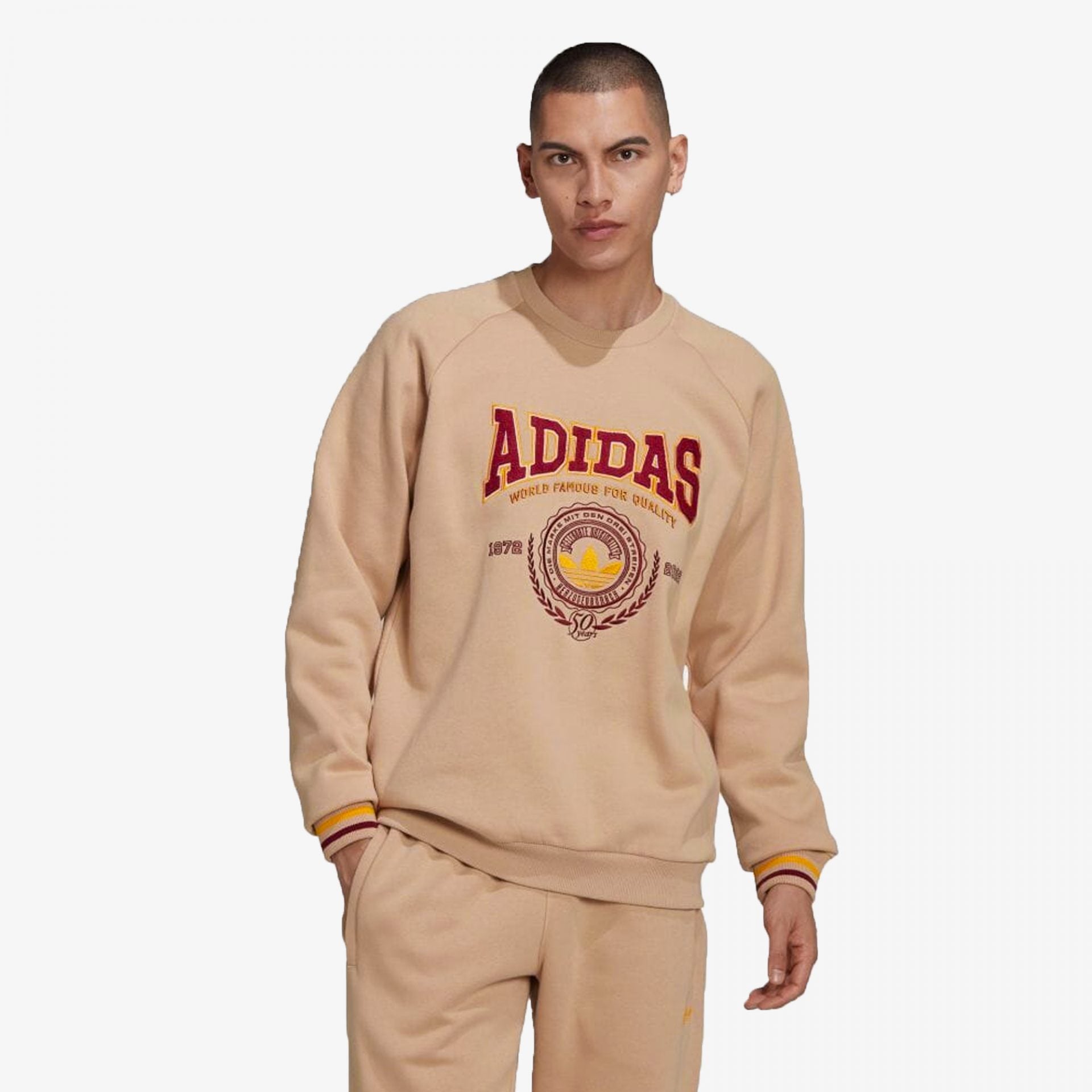 Adidas Originals | VARSITY CREWNECK SWEATSHIRT { MAGIC BEIGE - view 4