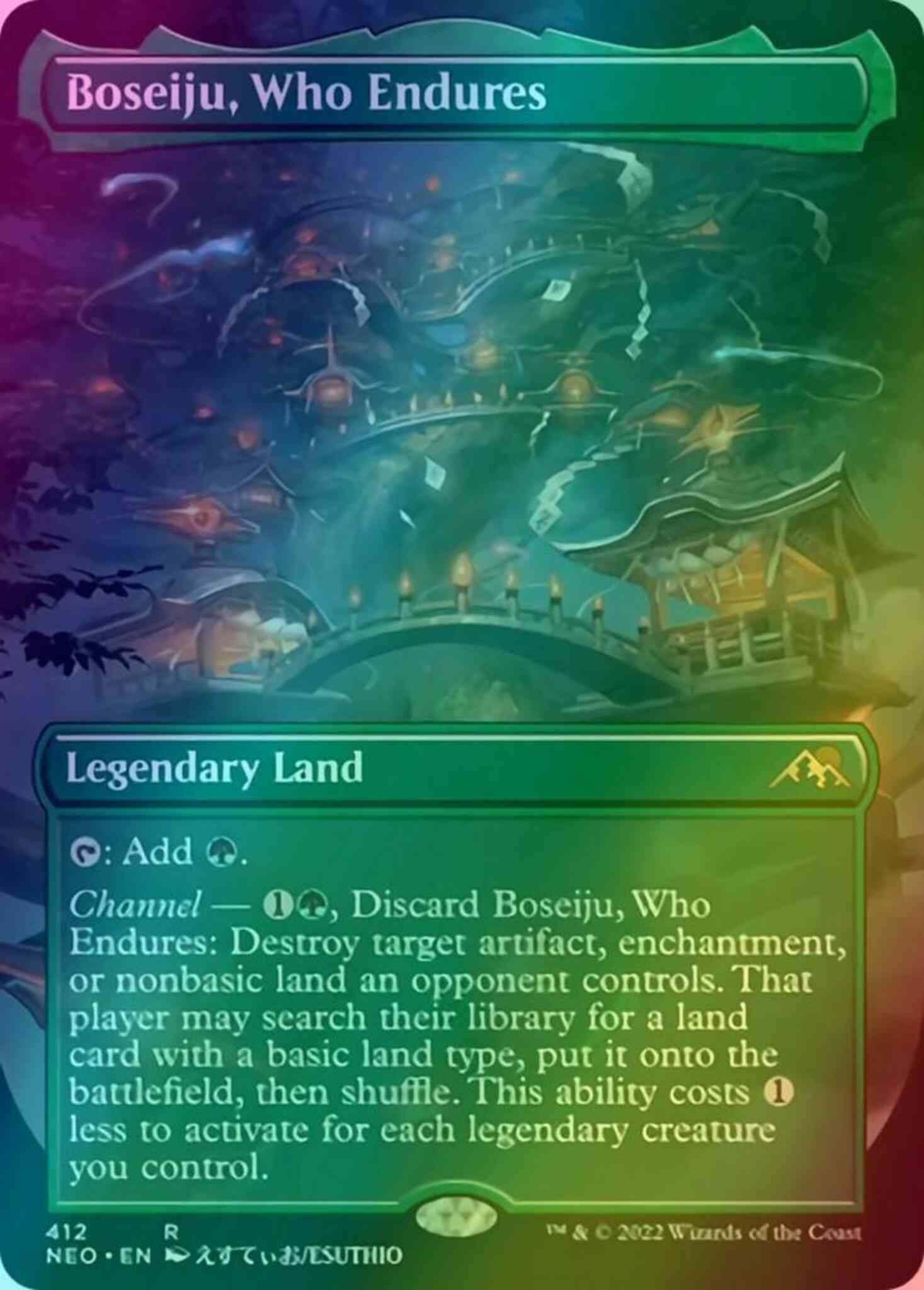 Boseiju who endures – Magic Boseiju, Who Endures [412] [Borderless] [Kamigawa:: Neon Dynasty] [Foil]