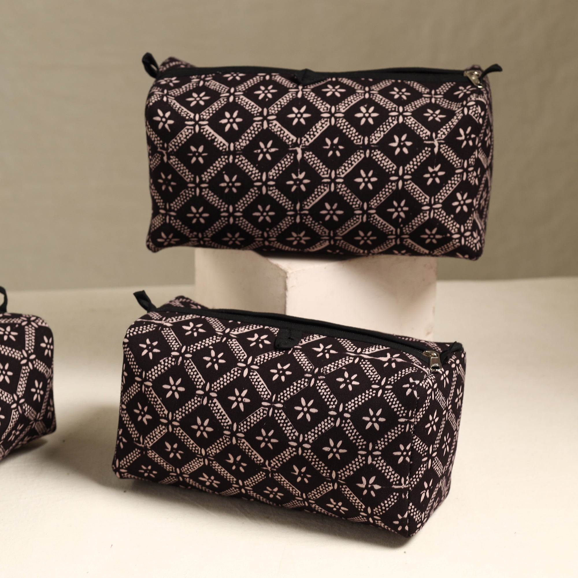 ITOKRI CRAFTS INITIATIVE Black - Handmade Cotton Toiletry Bags (Set of 3) 72 - view 2