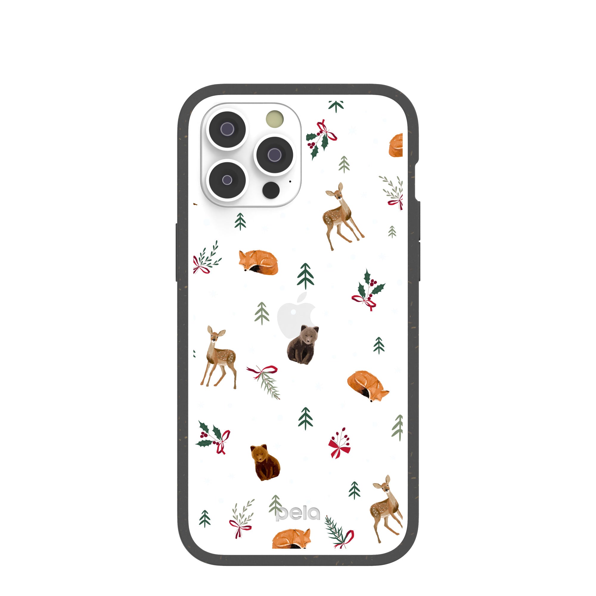 BlackTree Clear Winter Woodland iPhone 14 Pro Max Case With Black Ridge