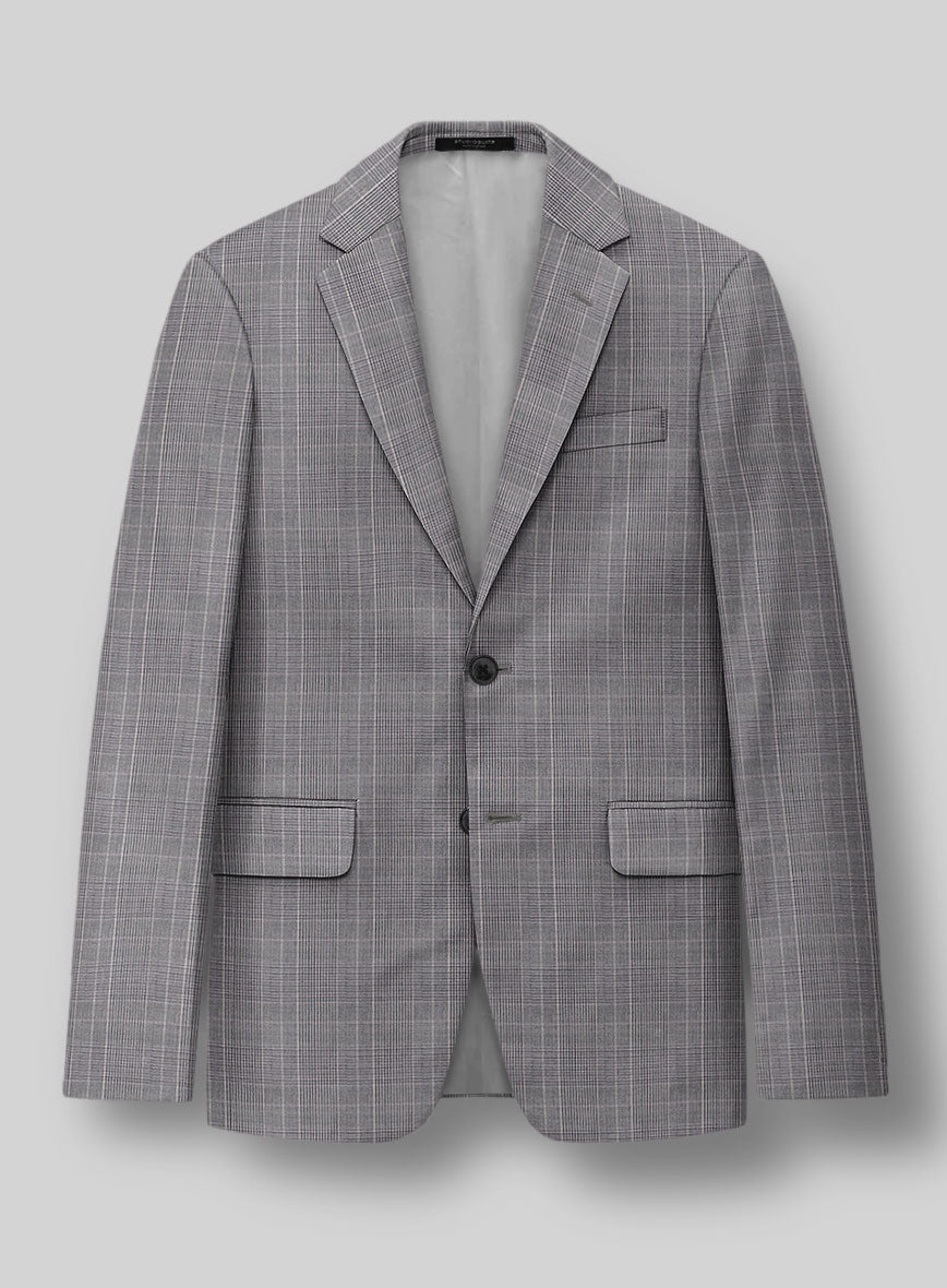 StudioSuits Napolean Canzo Glen Gray Blue Wool Jacket