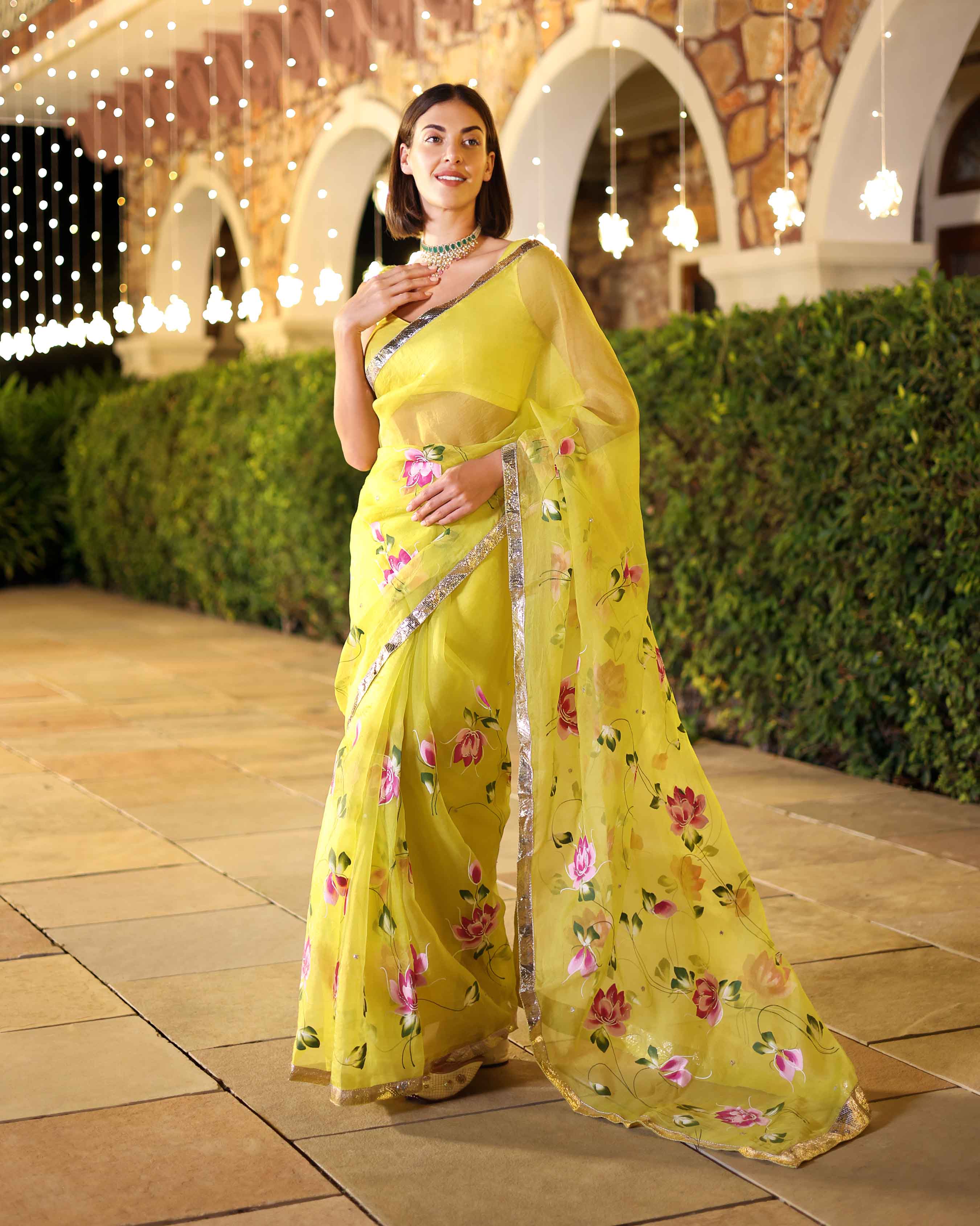 Aachho Yamini Handpainted Pure Organza Saree – Women's - view 3