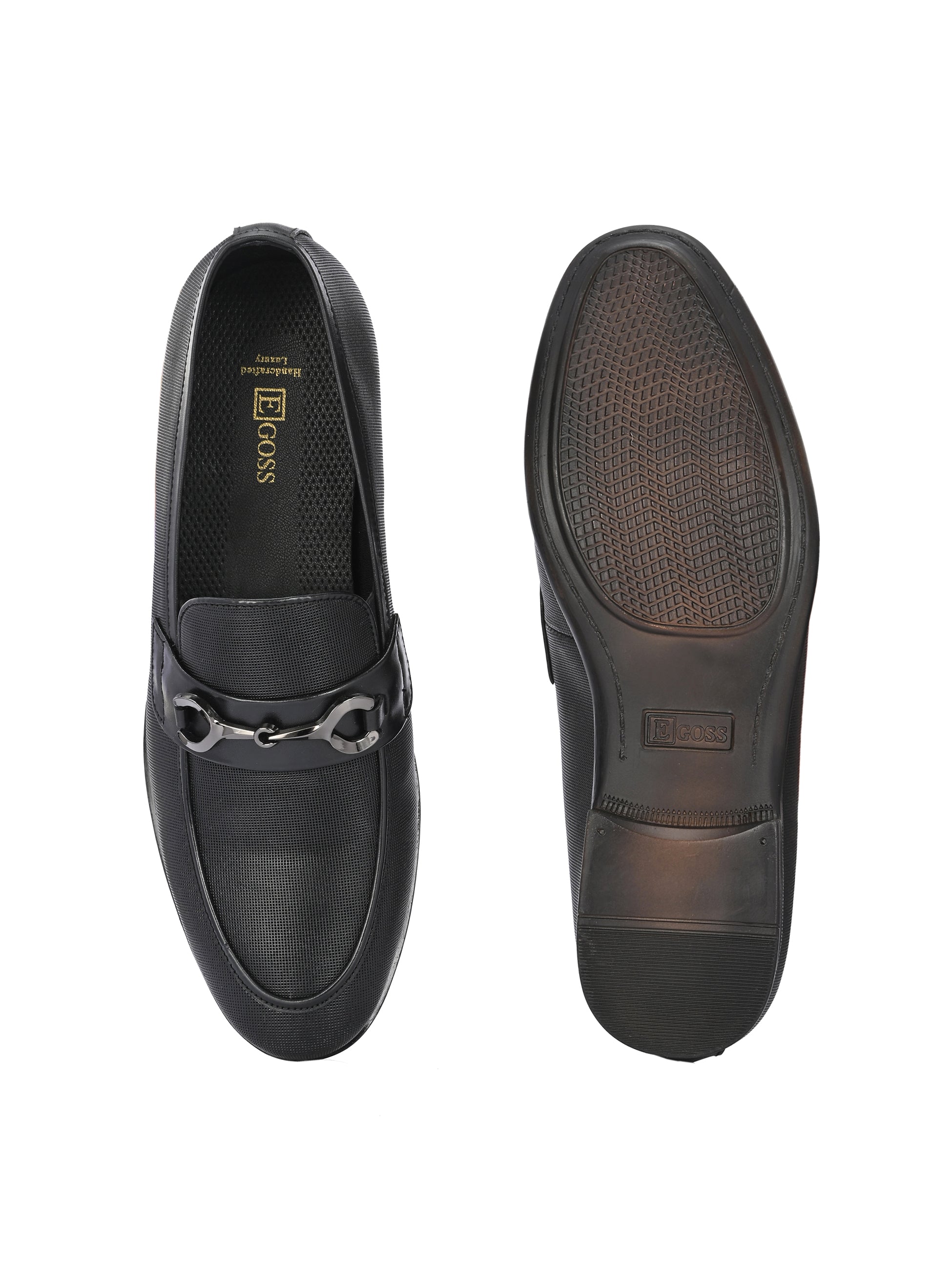 Nova Textured Buckled Loafers by Aspeerio – Black - view 3