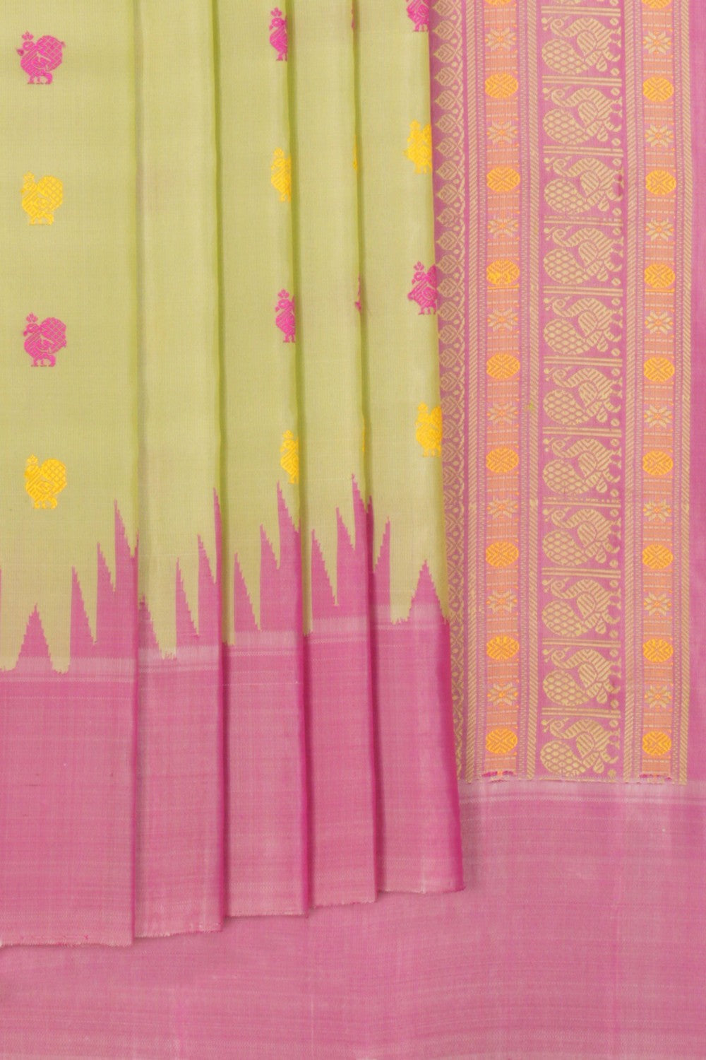 Kalanjali Gadwal Silk Mint Green Saree – Women's