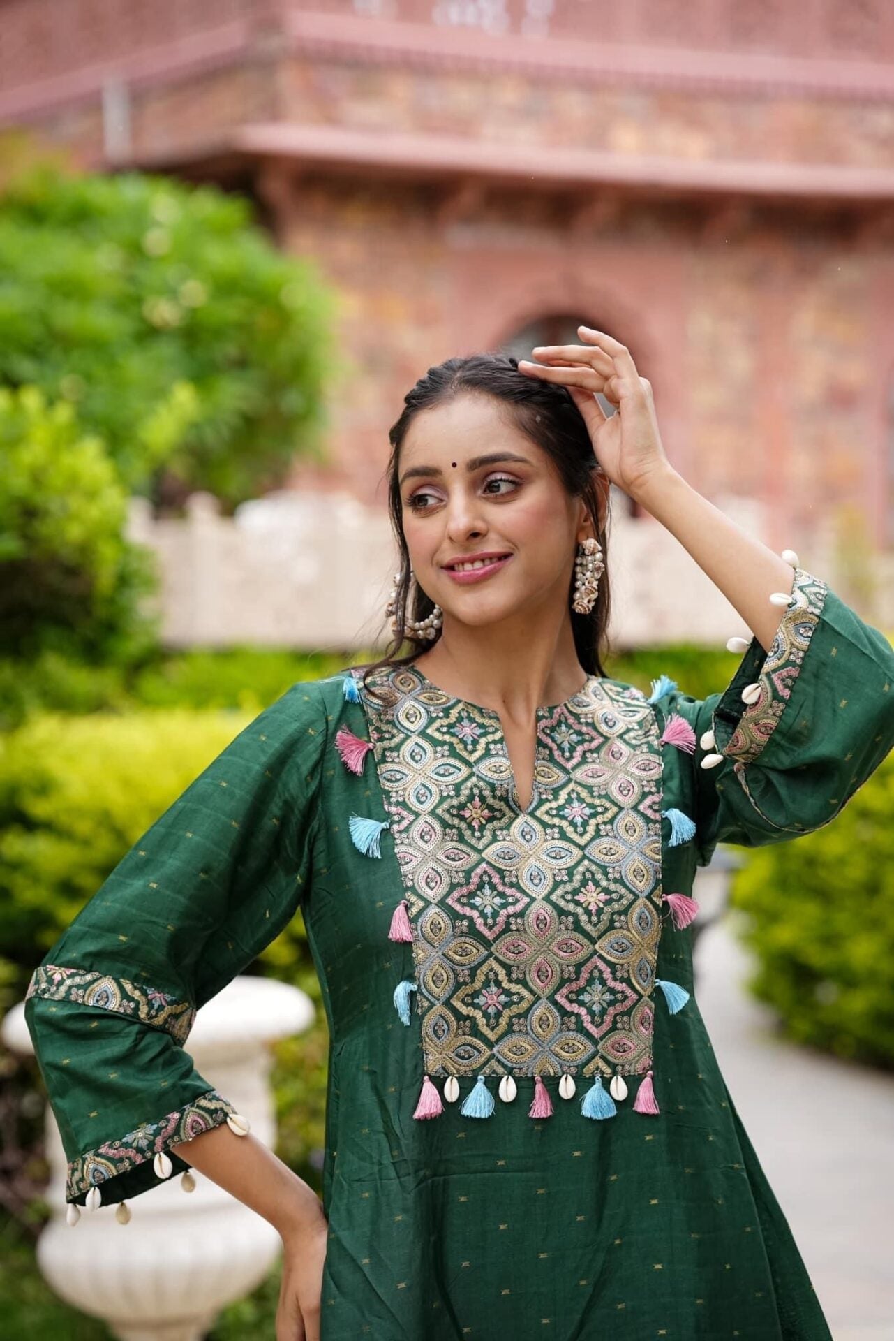 Idaho-o Netra Green Kurta Set - view 6