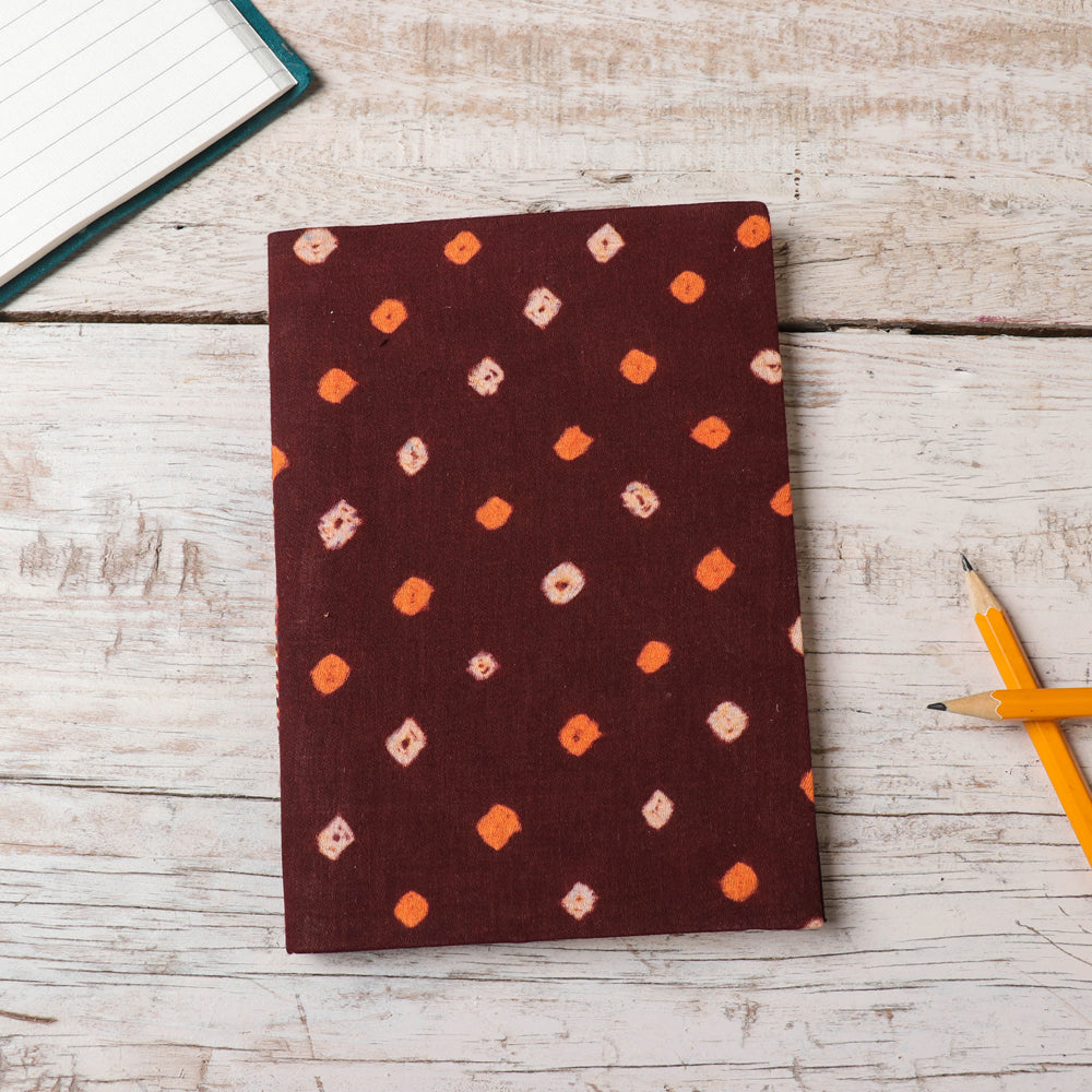 BINDAAS UNLIMITED Brown - Bandhani Cover Handmade Ruled Paper Notebook (7 x 5 in)