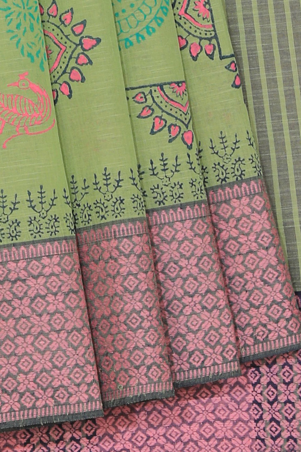 Kalanjali Ethnics Hand block printed cotton saree